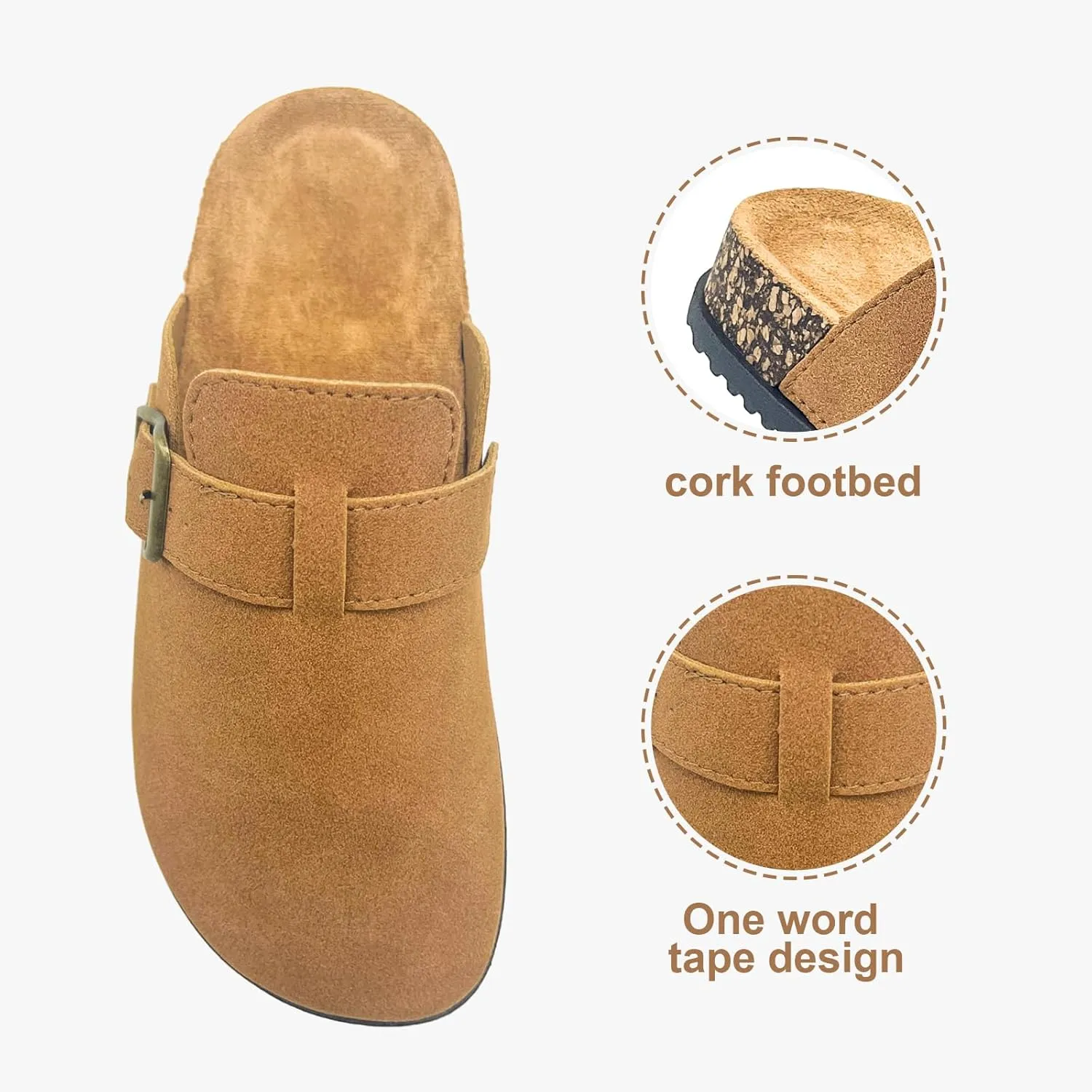Clogs for Women and Men Suede Clogs Leather Mules Cork Footbed Sandals Potato Shoes with Arch Support Slip on Adjuestable Clog Slippers