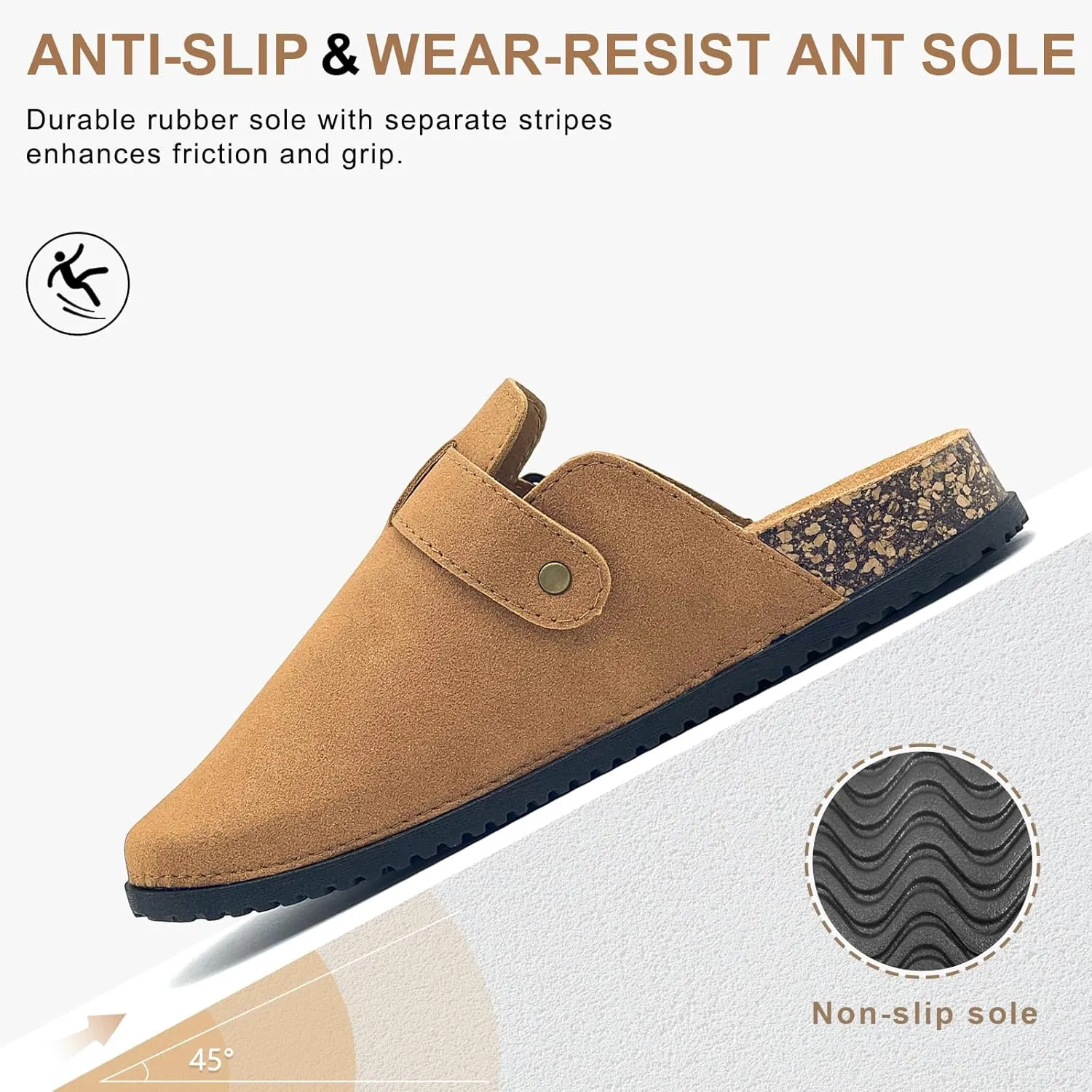 Clogs for Women and Men Suede Clogs Leather Mules Cork Footbed Sandals Potato Shoes with Arch Support Slip on Adjuestable Clog Slippers