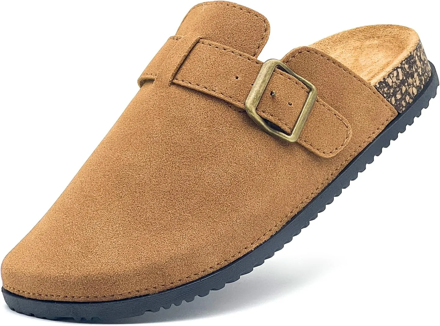 Clogs for Women and Men Suede Clogs Leather Mules Cork Footbed Sandals Potato Shoes with Arch Support Slip on Adjuestable Clog Slippers