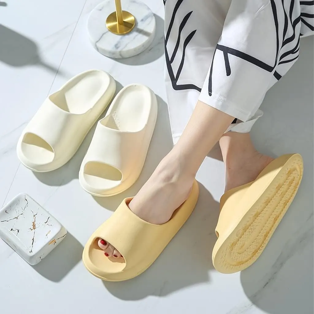 Cloud Cushion Slides for Women and Men Pillow Slippers Non-Slip Soft Shower Spa Bath Pool Gym House Sandals for Indoor & Outdoor Thick Sole Open Toe Quick Dry Beach Shoes EVA New Material
