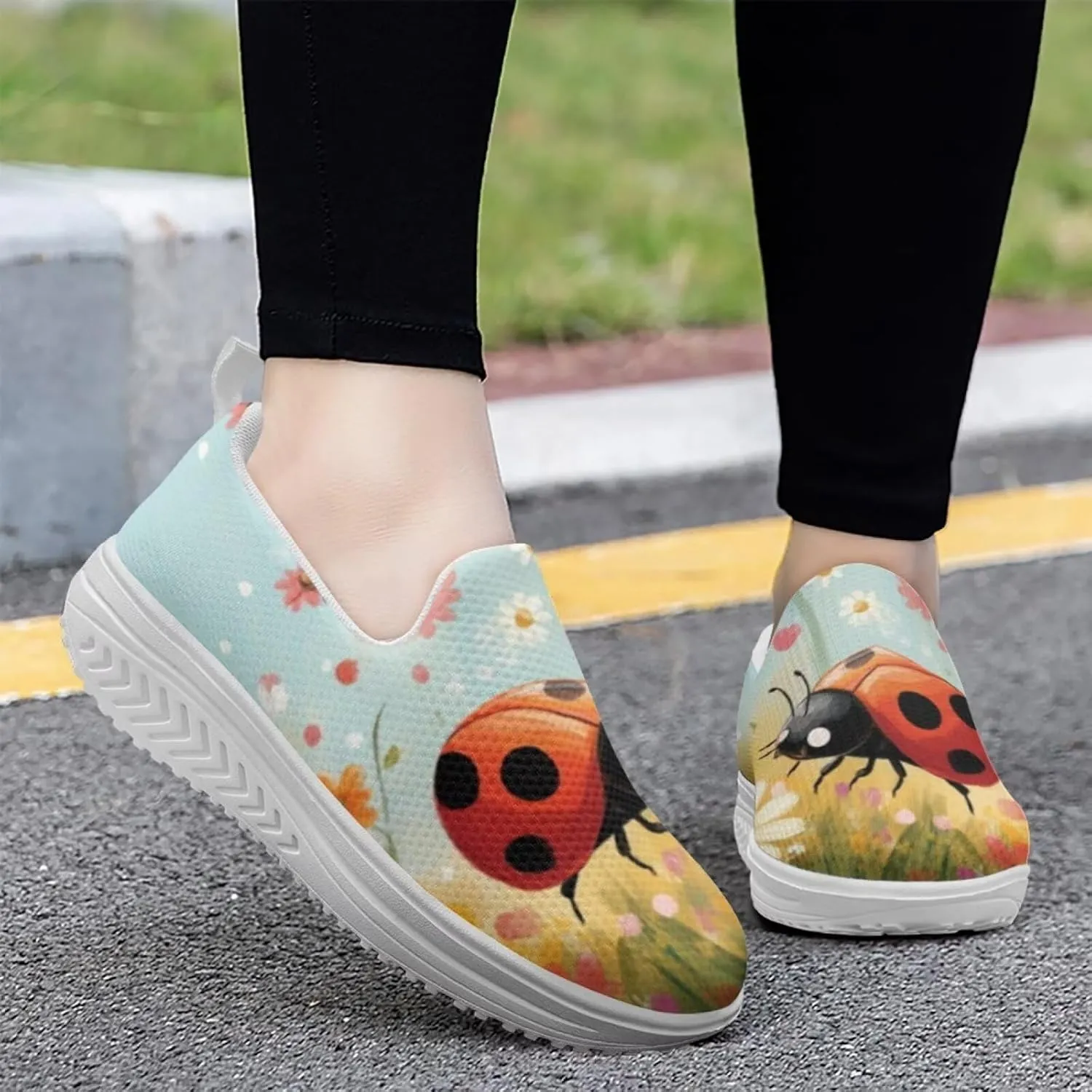 Coloranimal Platform Sneakers for Women Fashion Platform Loafers Slip On Shoes Womens Loafers High Top Athletic Sneakers Non Slip Ladies Jogging Shoes