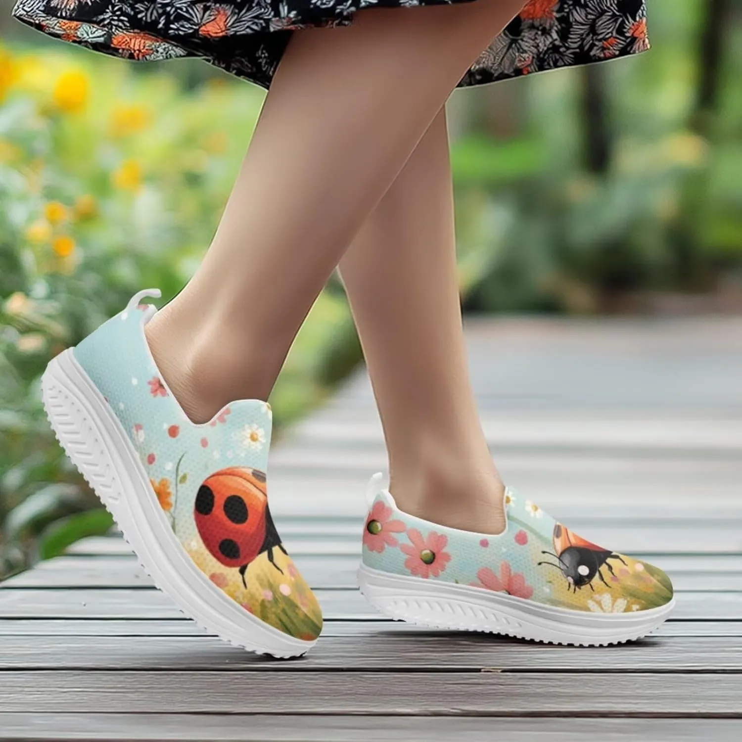 Coloranimal Platform Sneakers for Women Fashion Platform Loafers Slip On Shoes Womens Loafers High Top Athletic Sneakers Non Slip Ladies Jogging Shoes