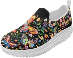 Coloranimal Platform Sneakers for Women Fashion Platform Loafers Slip On Shoes Womens Loafers High Top Athletic Sneakers Non Slip Ladies Jogging Shoes
