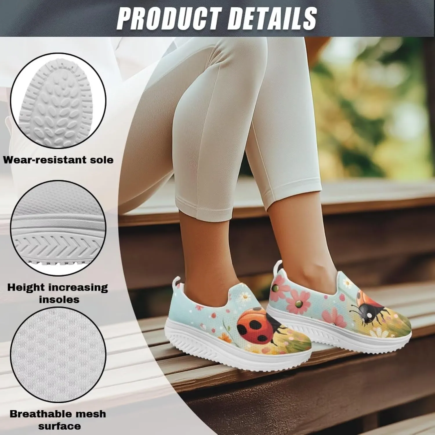 Coloranimal Platform Sneakers for Women Fashion Platform Loafers Slip On Shoes Womens Loafers High Top Athletic Sneakers Non Slip Ladies Jogging Shoes