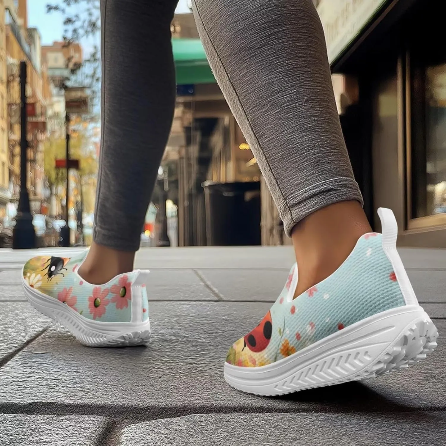 Coloranimal Platform Sneakers for Women Fashion Platform Loafers Slip On Shoes Womens Loafers High Top Athletic Sneakers Non Slip Ladies Jogging Shoes