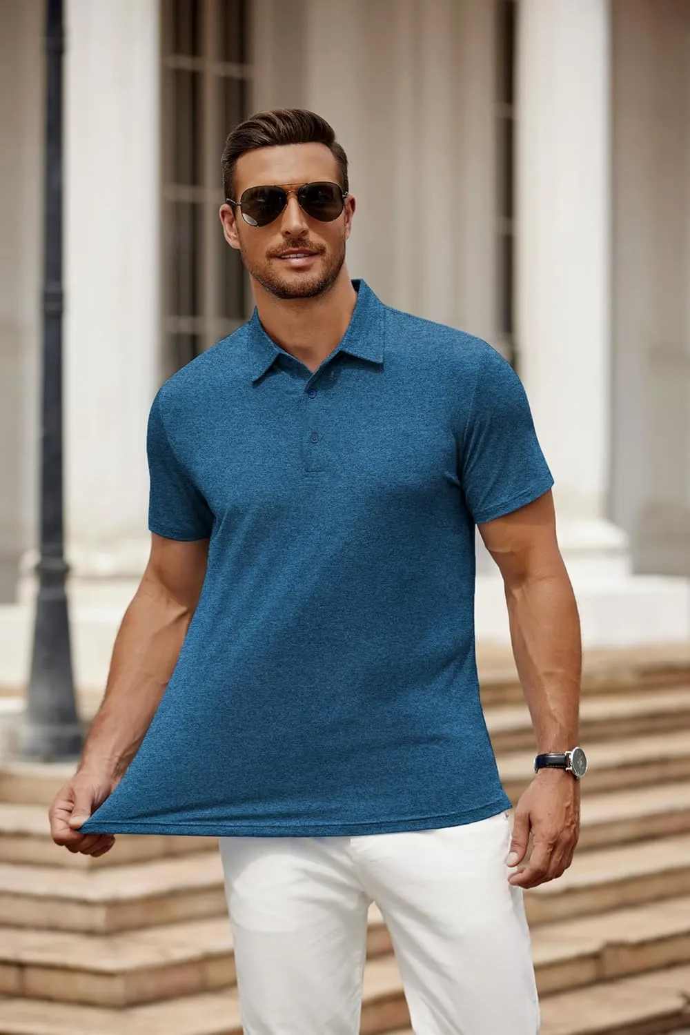 COOFANDY Men's Polo Shirt Golf Dry Fit Performance Short Sleeve Moisture Wicking Athletic Polo Collared Tennis T-Shirt