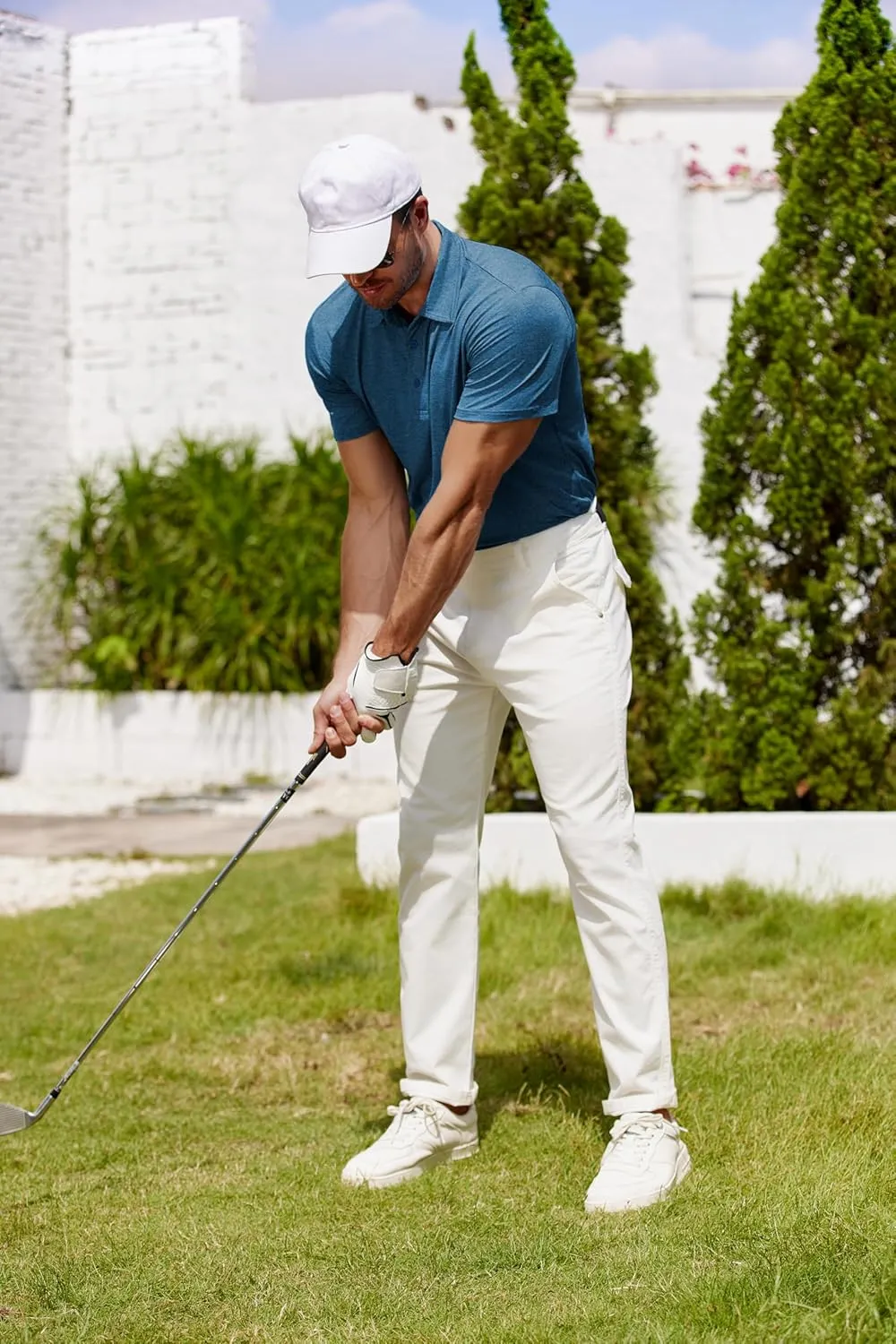 COOFANDY Men's Polo Shirt Golf Dry Fit Performance Short Sleeve Moisture Wicking Athletic Polo Collared Tennis T-Shirt
