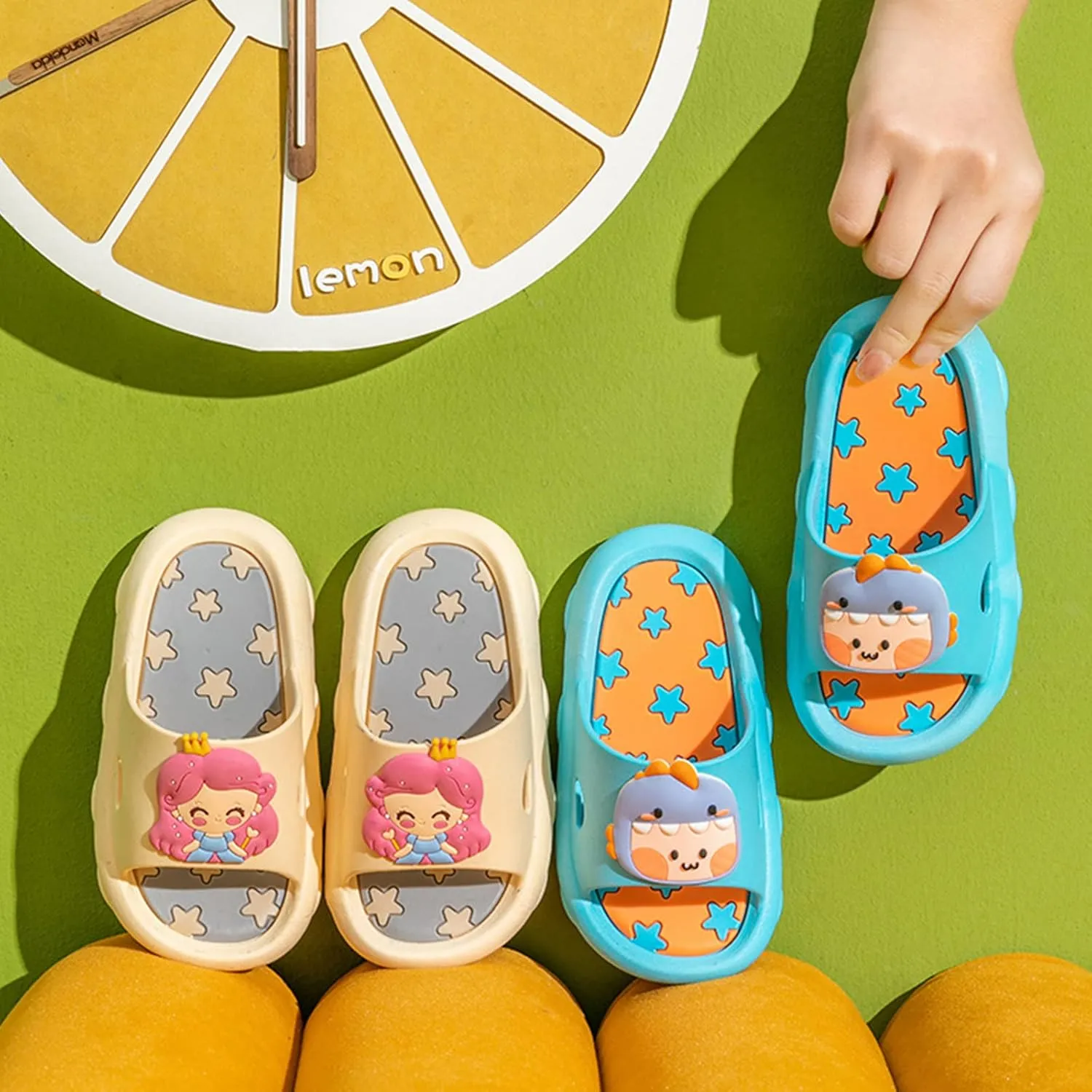 Cute 3D Cartoon Slides Slippers,Toddler Cloud Non-Slip Open Toe Slides,Girls Boys Beach Shower Bathroom Slippers