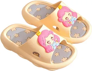 Cute 3D Cartoon Slides Slippers,Toddler Cloud Non-Slip Open Toe Slides,Girls Boys Beach Shower Bathroom Slippers
