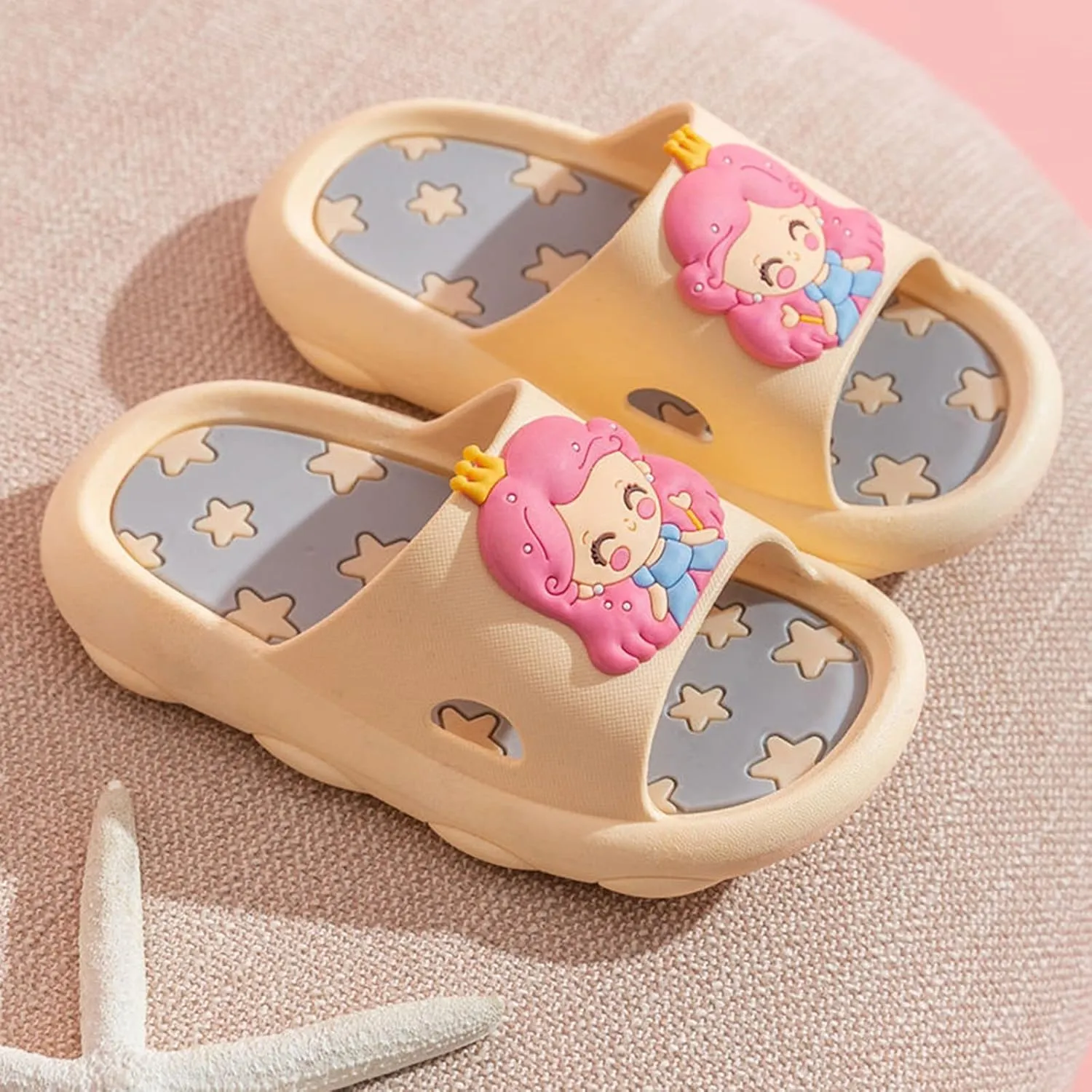 Cute 3D Cartoon Slides Slippers,Toddler Cloud Non-Slip Open Toe Slides,Girls Boys Beach Shower Bathroom Slippers