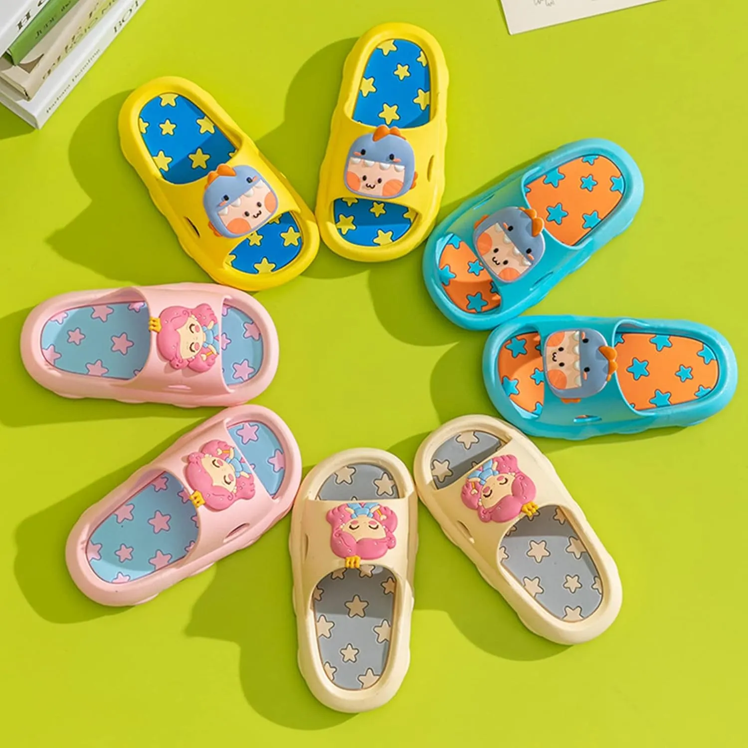 Cute 3D Cartoon Slides Slippers,Toddler Cloud Non-Slip Open Toe Slides,Girls Boys Beach Shower Bathroom Slippers