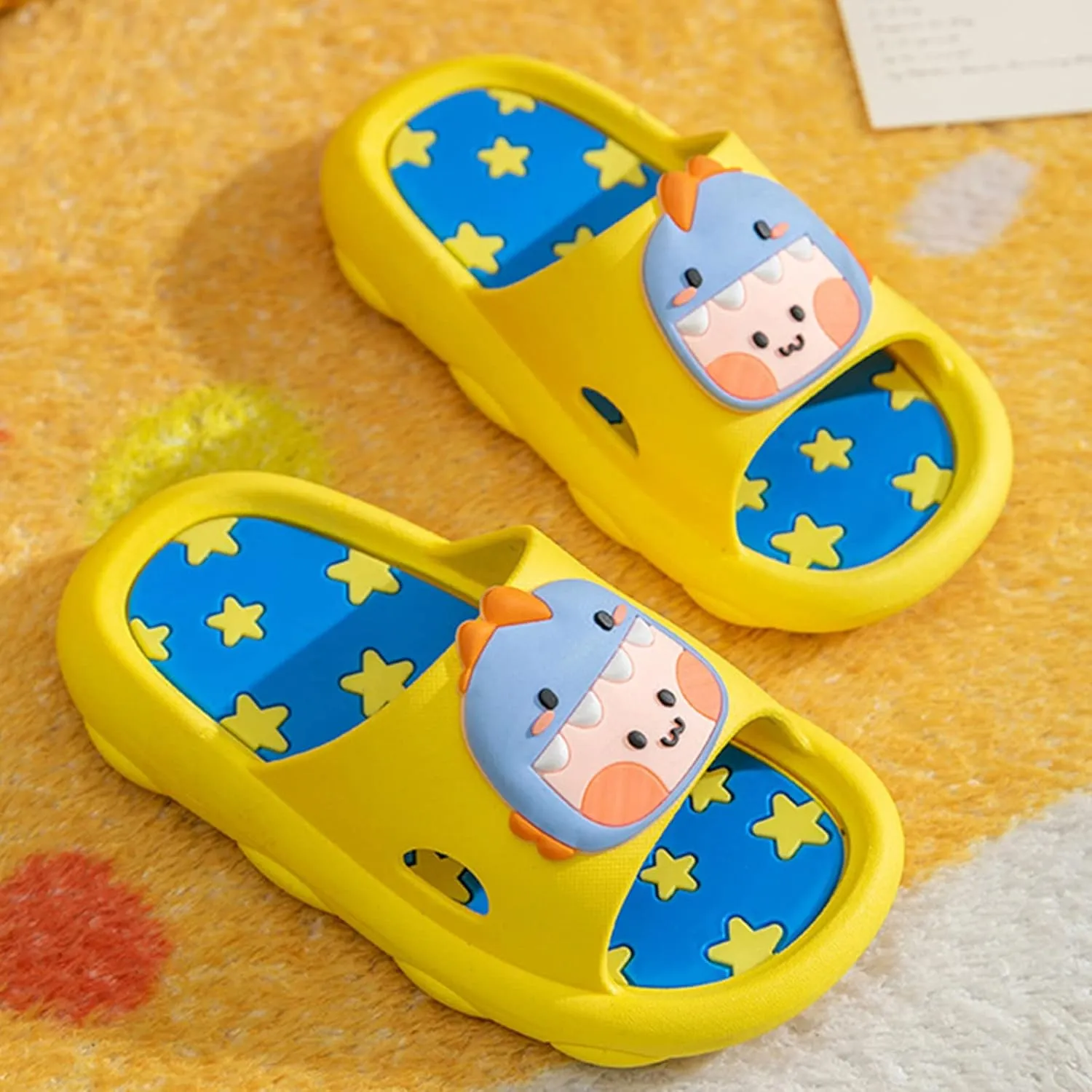 Cute 3D Cartoon Slides Slippers,Toddler Cloud Non-Slip Open Toe Slides,Girls Boys Beach Shower Bathroom Slippers