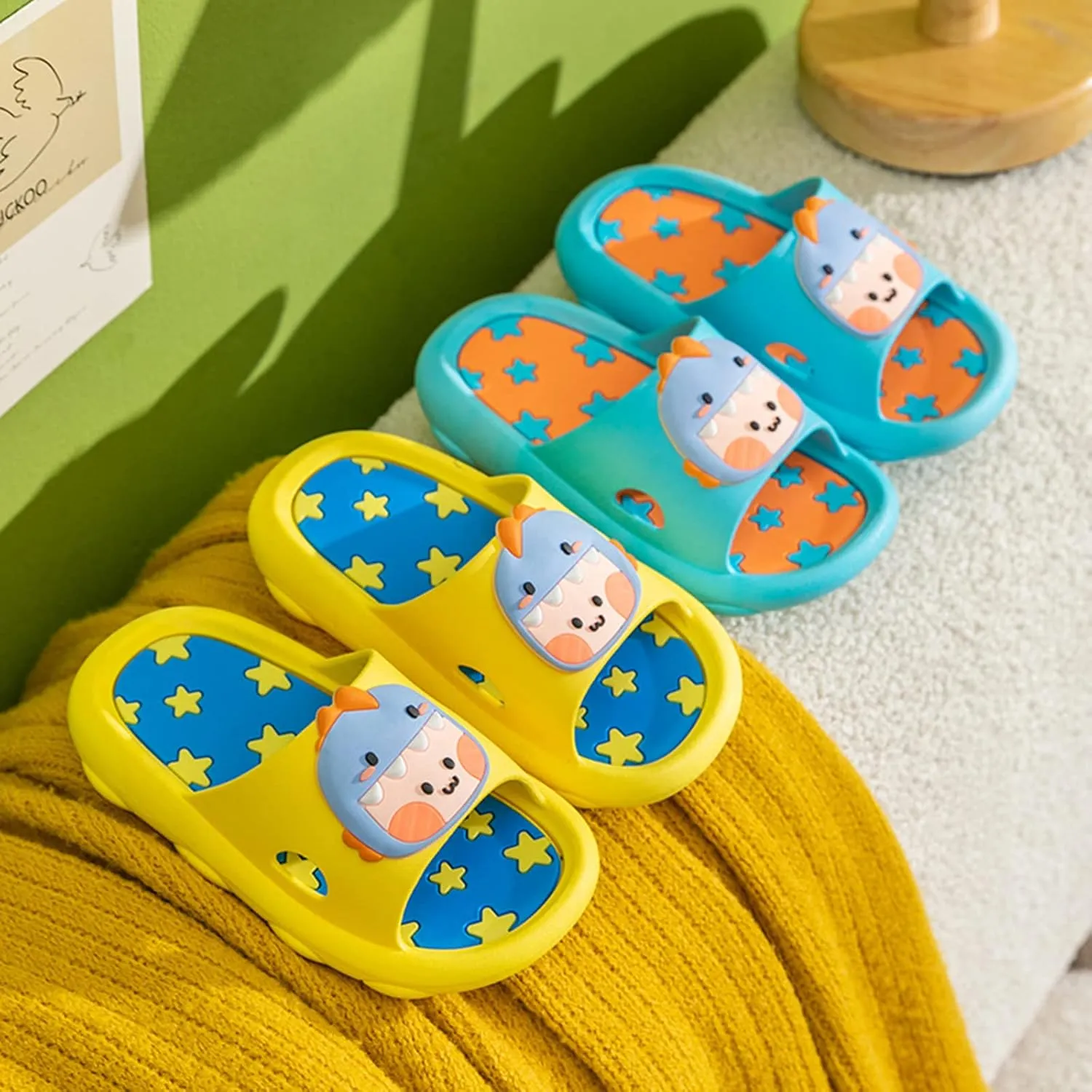 Cute 3D Cartoon Slides Slippers,Toddler Cloud Non-Slip Open Toe Slides,Girls Boys Beach Shower Bathroom Slippers