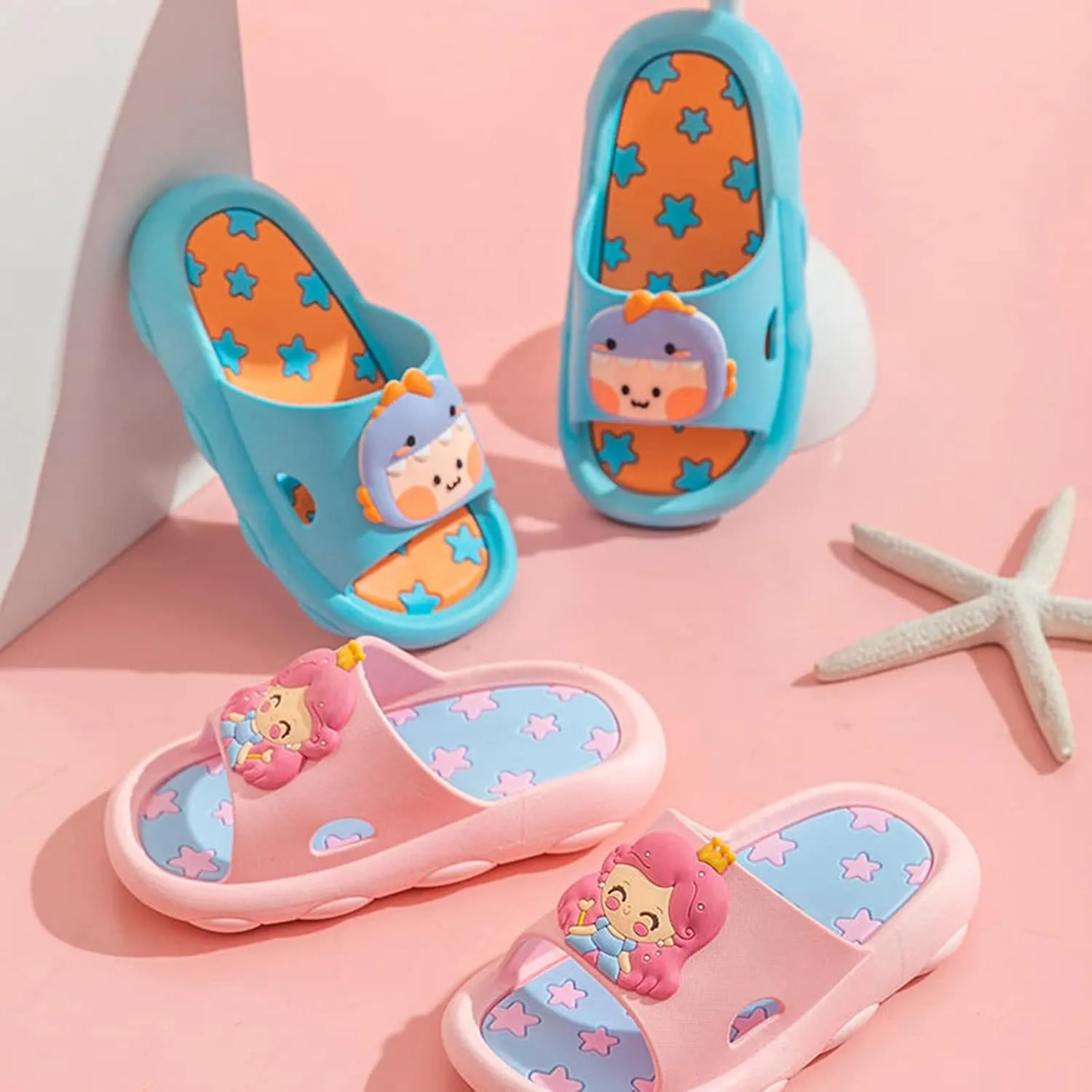 Cute 3D Cartoon Slides Slippers,Toddler Cloud Non-Slip Open Toe Slides,Girls Boys Beach Shower Bathroom Slippers