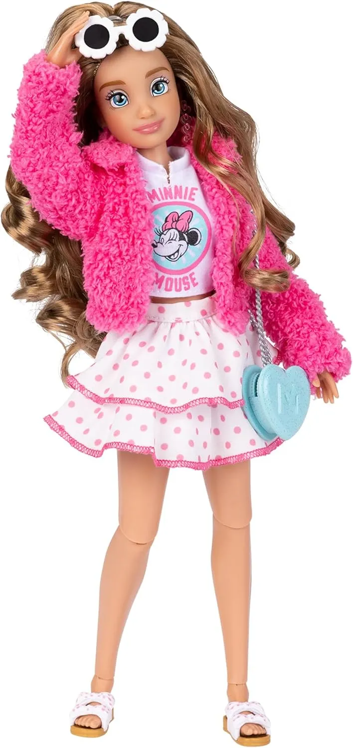 Disney ily 4EVER Dolls Minnie 11.5" Tall with 13 Points of Articulation, Two Complete Mix-and-Match Outfits and Glittery Mickey Ring for You!