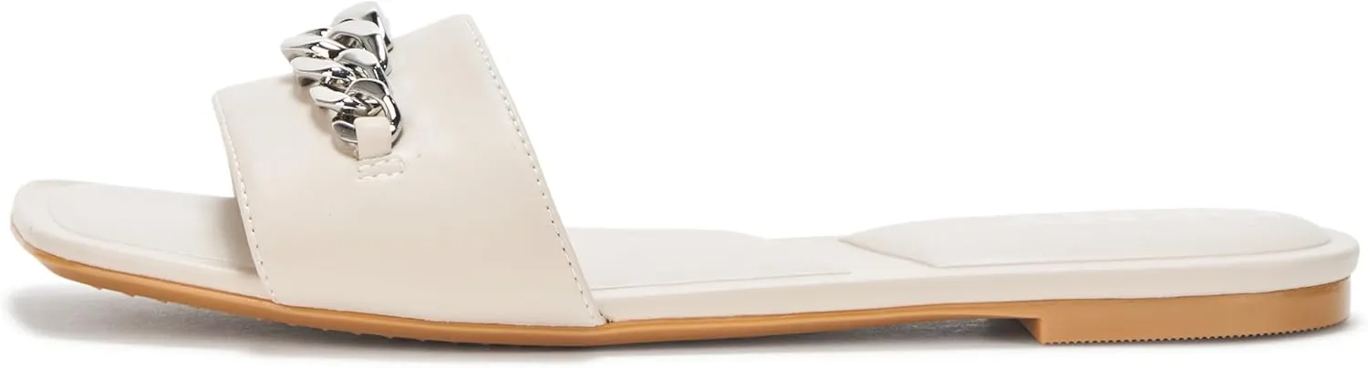 DKNY Women's Dania Flat Slide Sandal with Chain Detail