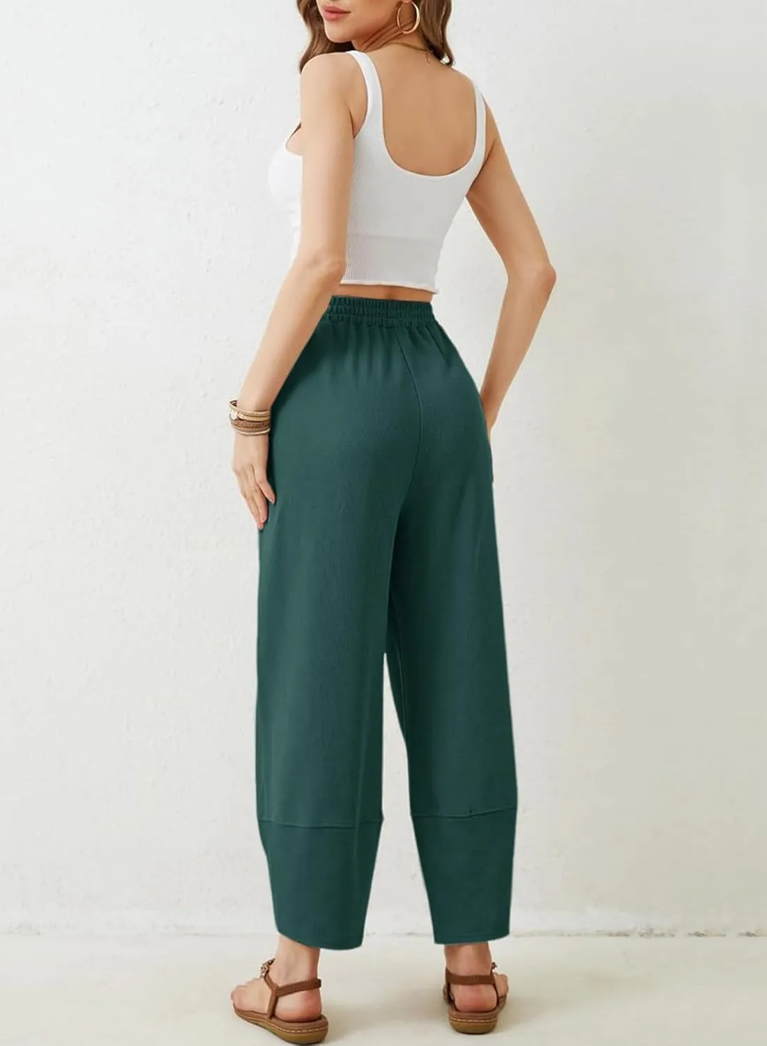 Dokotoo Womens Wide Leg High Waisted Stretch Quick Dry Lightweight Womens Pants with Pockets Loose Casual Lounge Pants