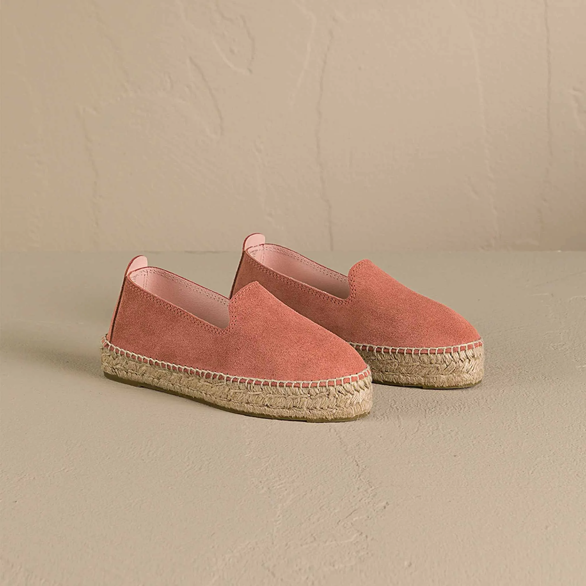Double Sole Espadrilles in Suede Terracotta