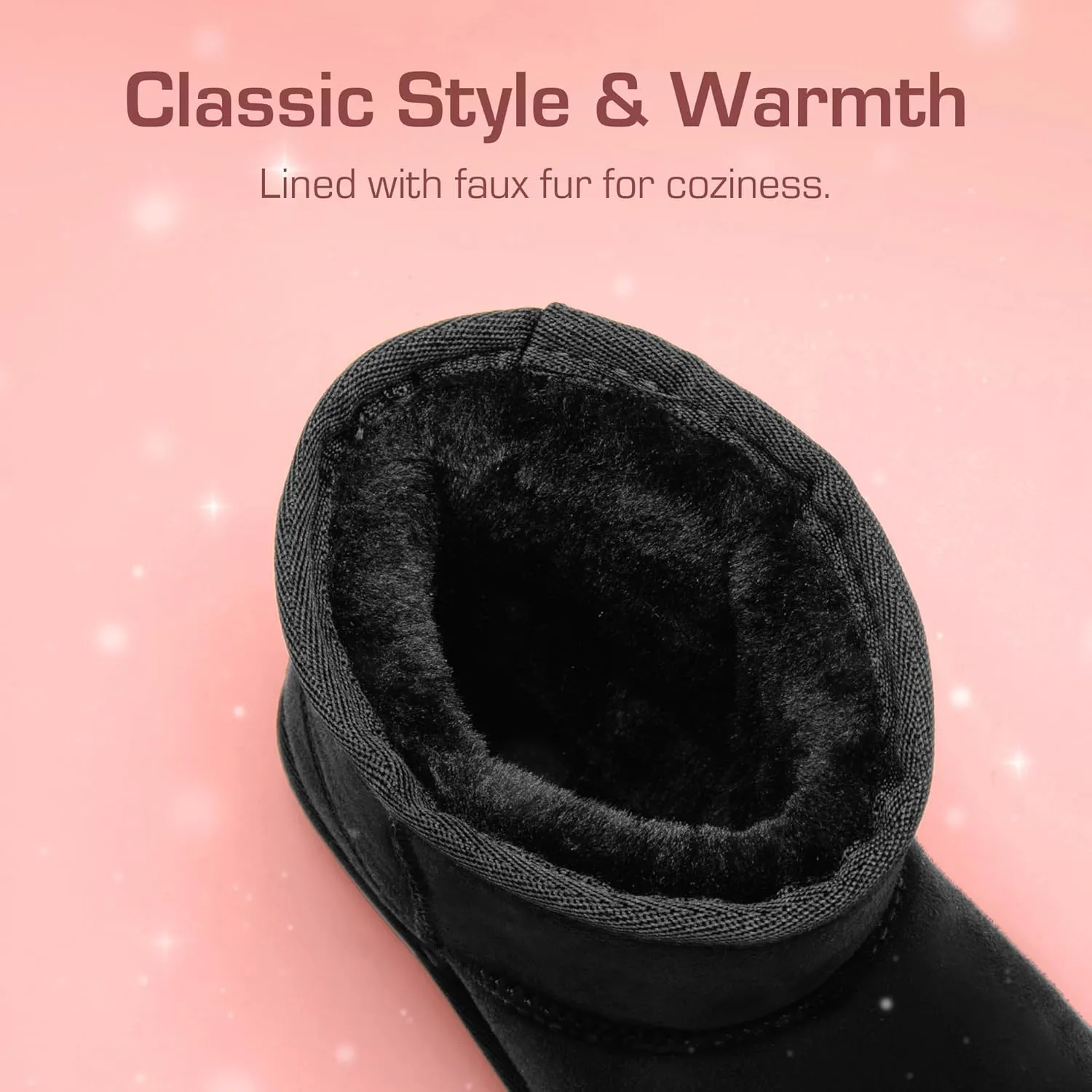 DREAM PAIRS Girls Boys Boots Kids Winter Ankle Faux Fur Lined Snow Shoes FuzzyClassic Kid's Low Boot for Toddler/Little Kid/Big Kid
