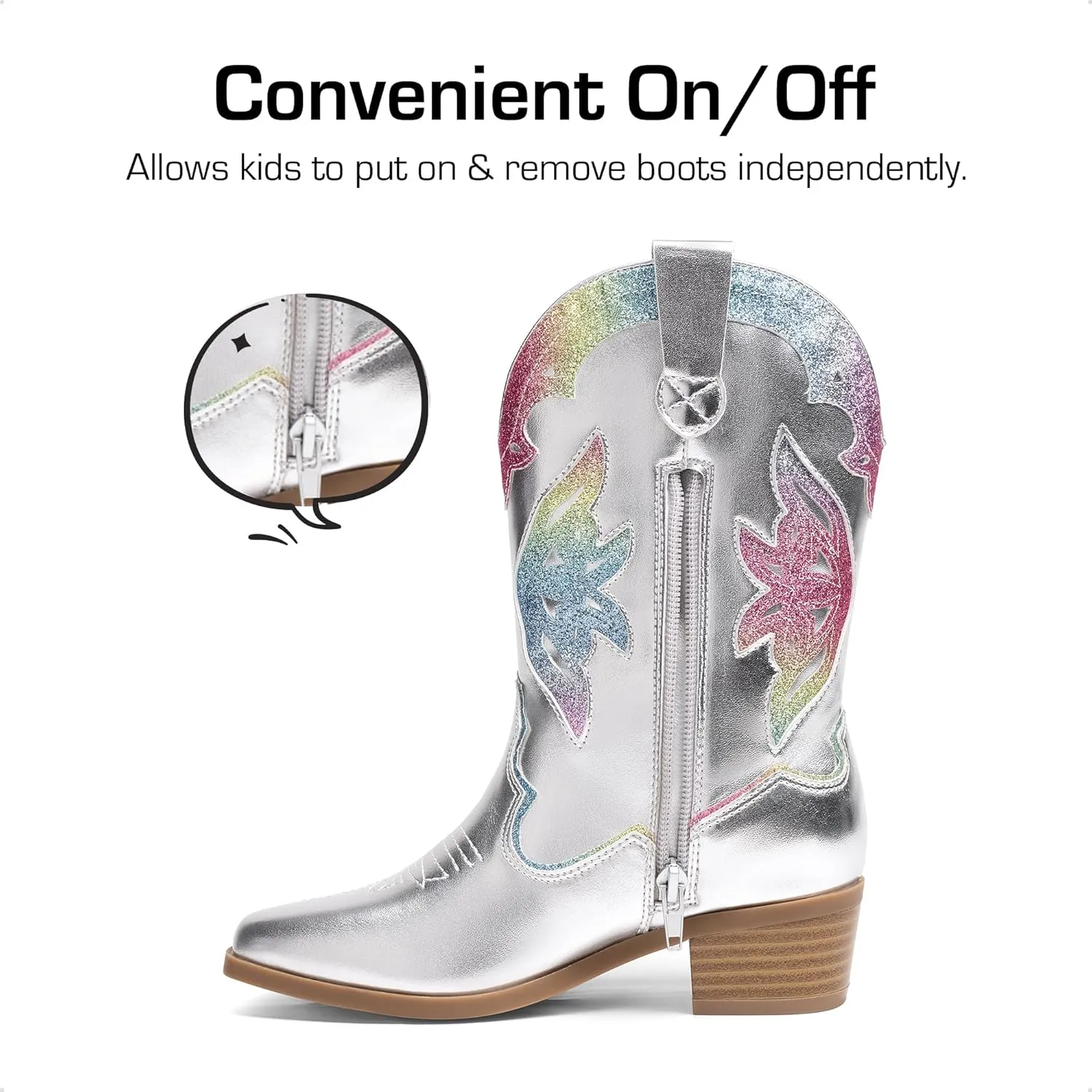 DREAM PAIRS Girls Cowgirl Cowboy Boots Western Fashion Mid Calf Boots