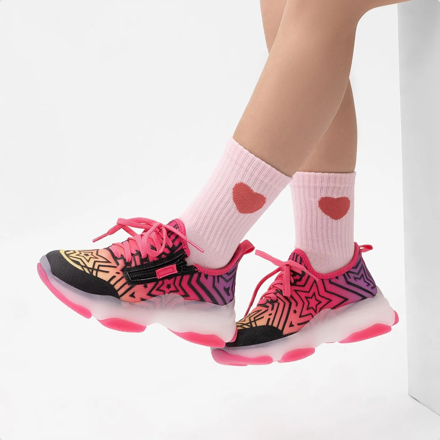 DREAM PAIRS Kids Girls Sneakers Zipper Casual Shoes Jelly Sole Sports Shoes Lightweight Walking Shoes