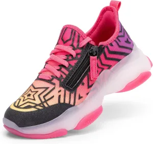 DREAM PAIRS Kids Girls Sneakers Zipper Casual Shoes Jelly Sole Sports Shoes Lightweight Walking Shoes