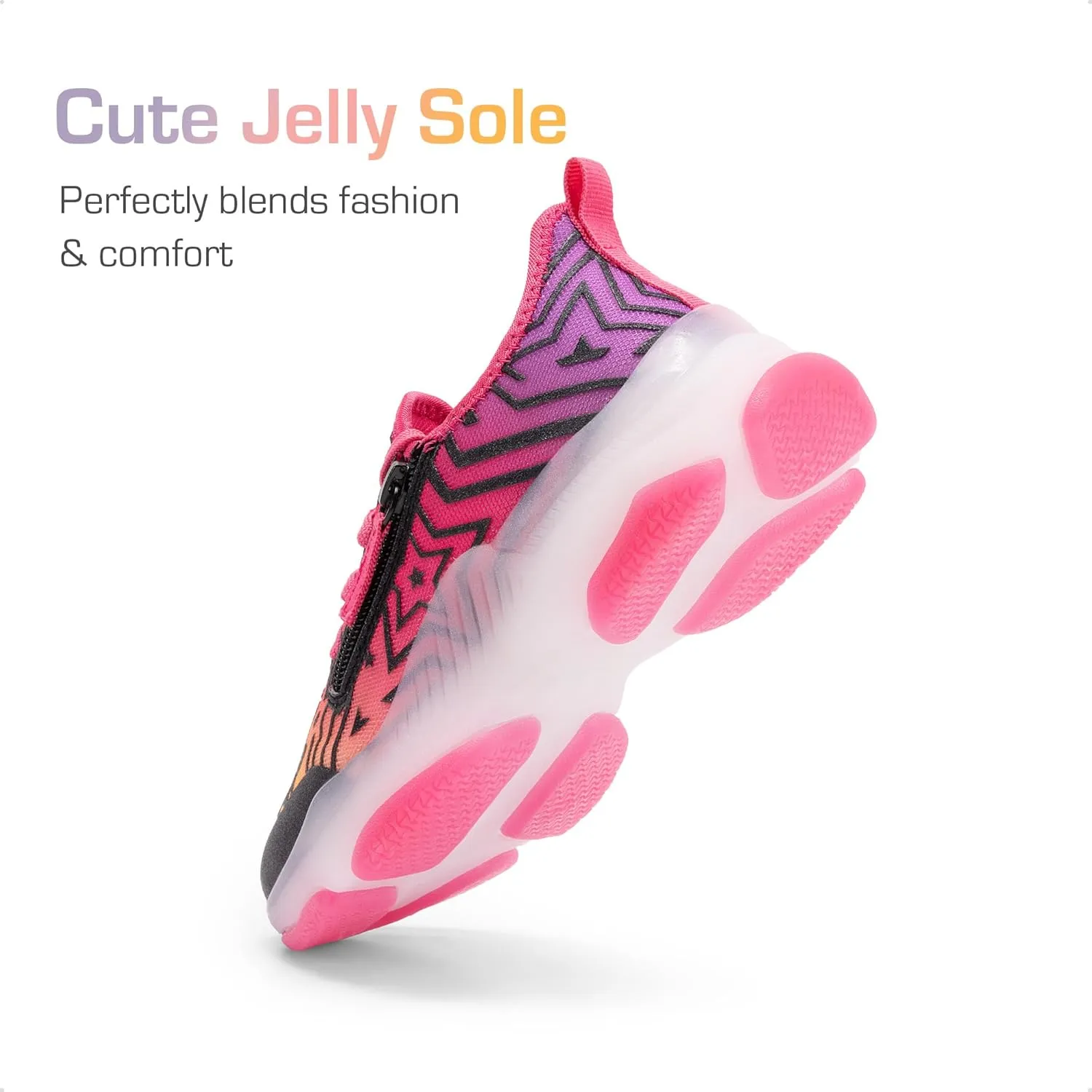 DREAM PAIRS Kids Girls Sneakers Zipper Casual Shoes Jelly Sole Sports Shoes Lightweight Walking Shoes