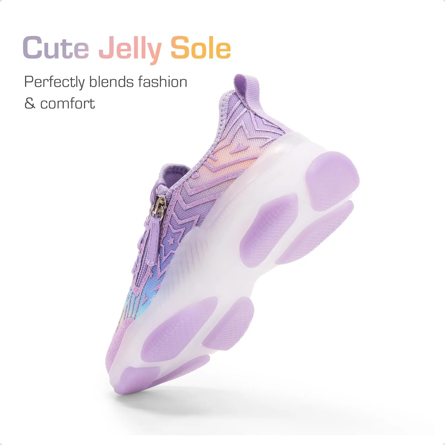 DREAM PAIRS Kids Girls Sneakers Zipper Casual Shoes Jelly Sole Sports Shoes Lightweight Walking Shoes
