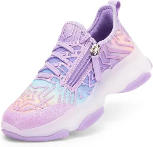 DREAM PAIRS Kids Girls Sneakers Zipper Casual Shoes Jelly Sole Sports Shoes Lightweight Walking Shoes