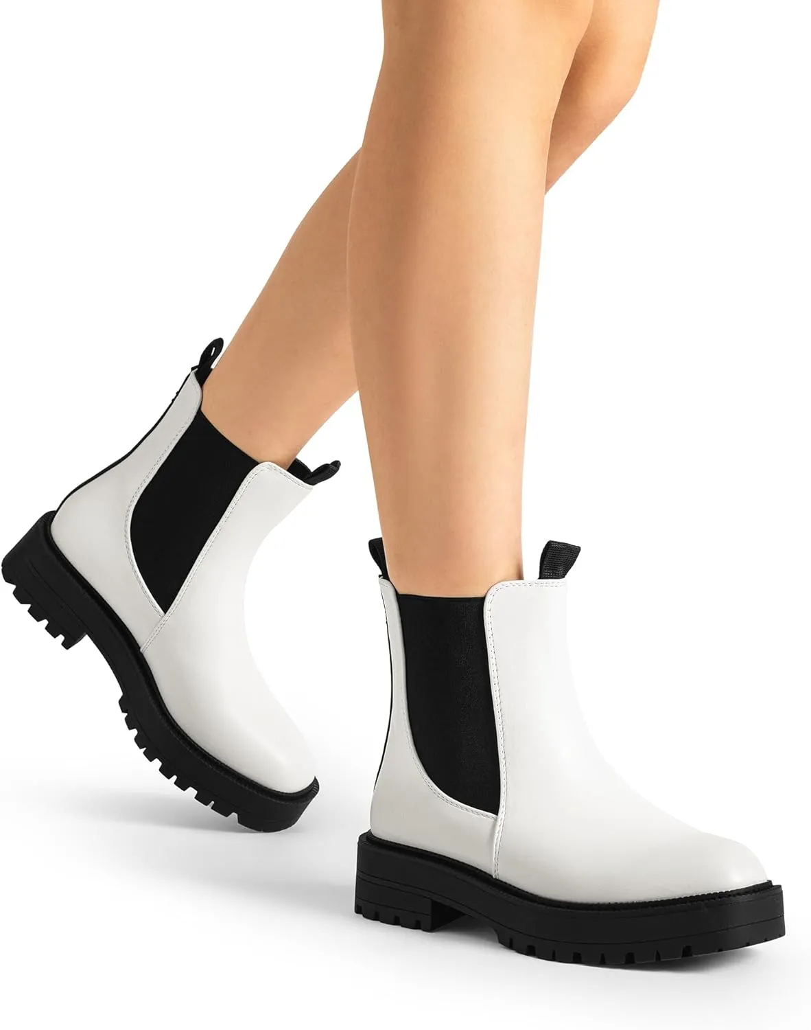 DREAM PAIRS Women's Chelsea Ankle Boots Square Toe Fashion Low Heel Lug Sole Platform Fall Booties Shoes
