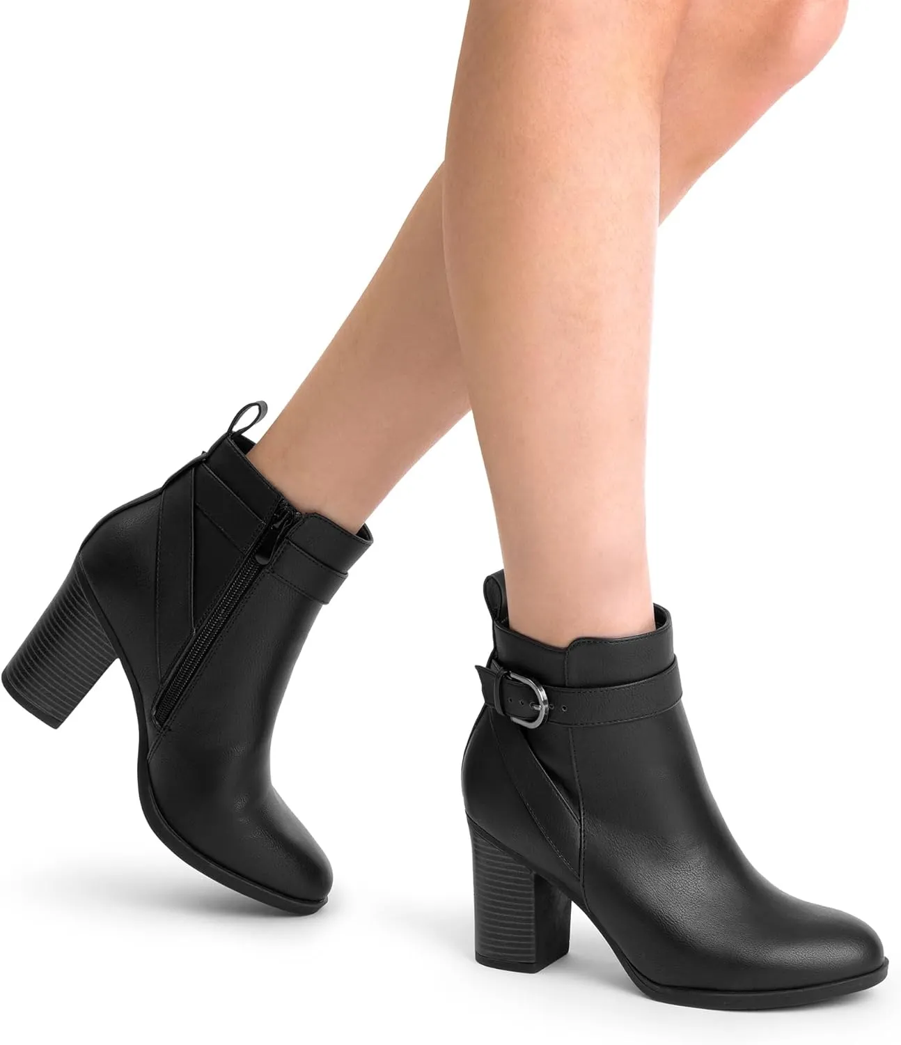 DREAM PAIRS Women's Chunky High Heel Ankle Boots Round Toe Fall Short Booties Shoes