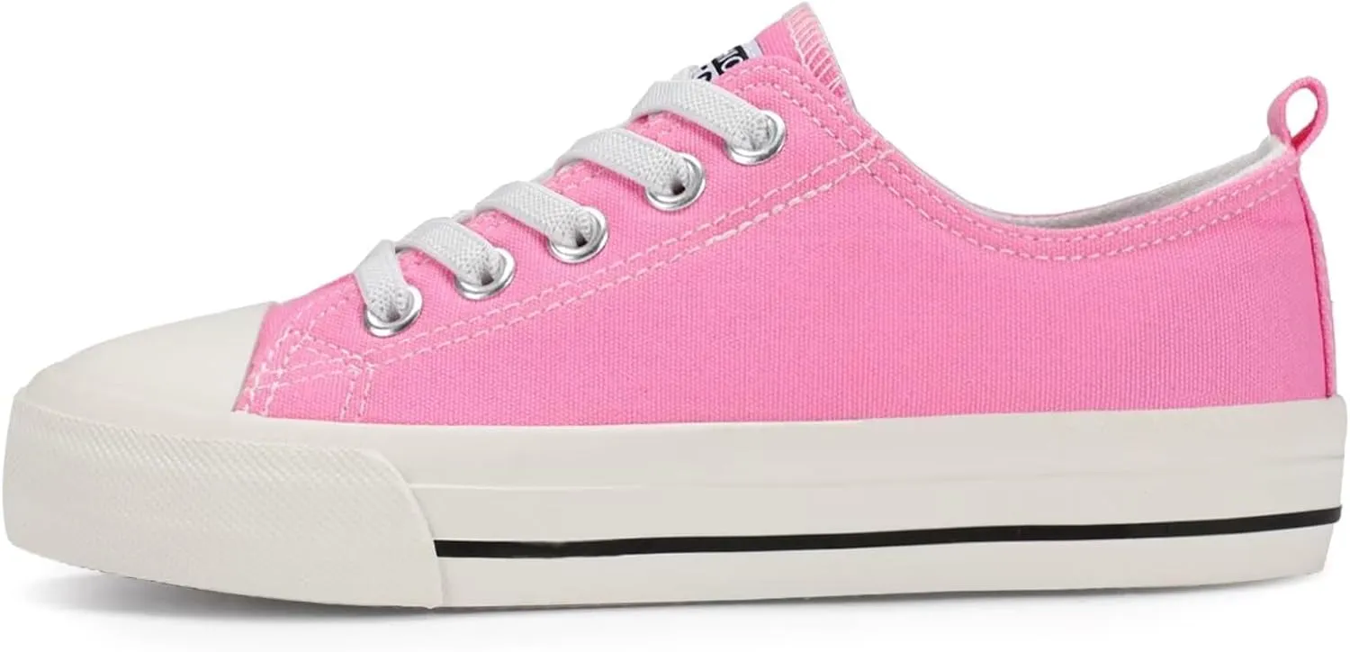 DSWED Toddler Little Kid Sneakers Boys Girls Canvas Shoes Classic Cotton Expandable No Tie Laces Slip On Sneakers