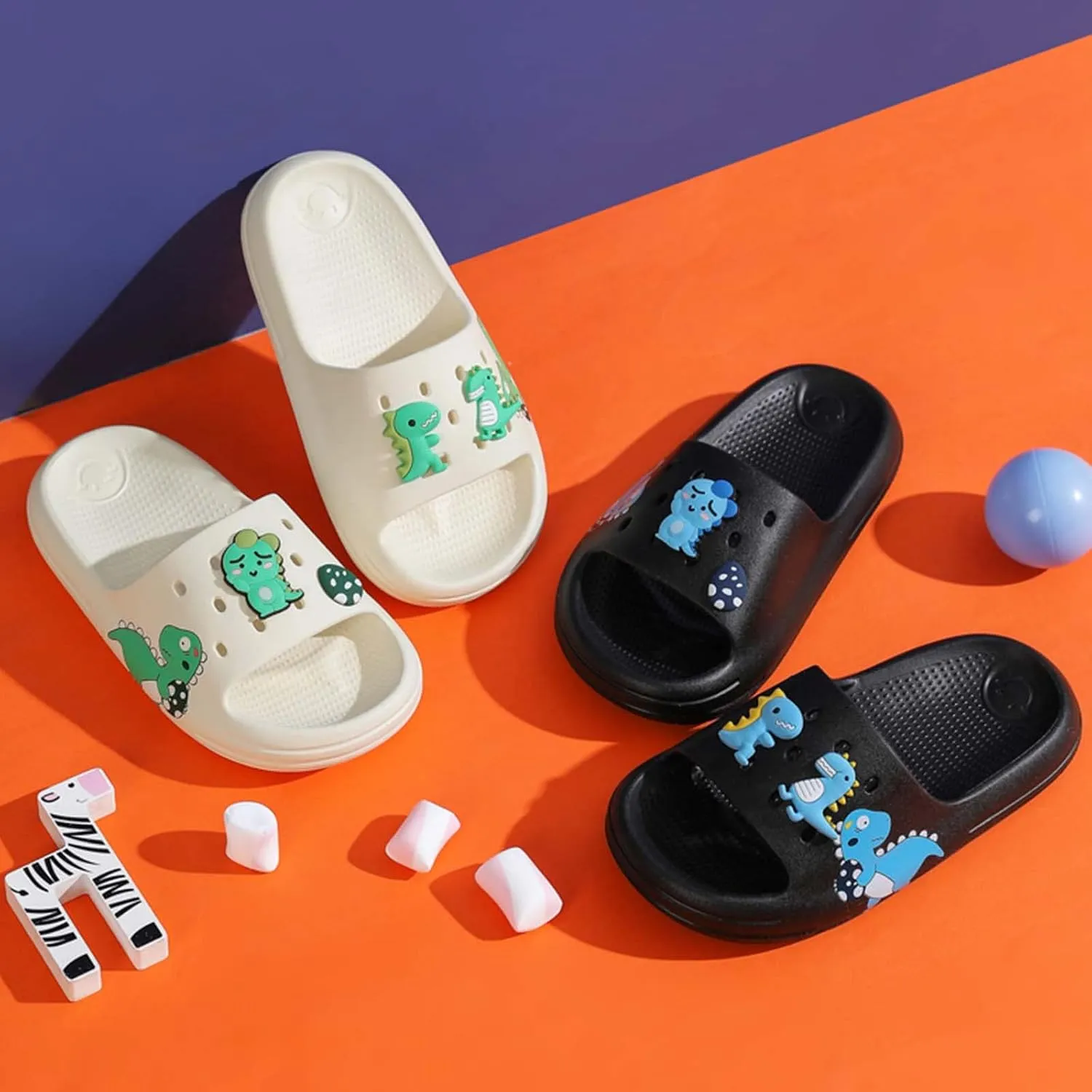 Eliogn Slide Sandals for Boys and Girls Anti-Slip Pillow Slippers Ultra Light Home Slippers Shower Summer Sandals Water Shoes (Little Kid/Big Kid)