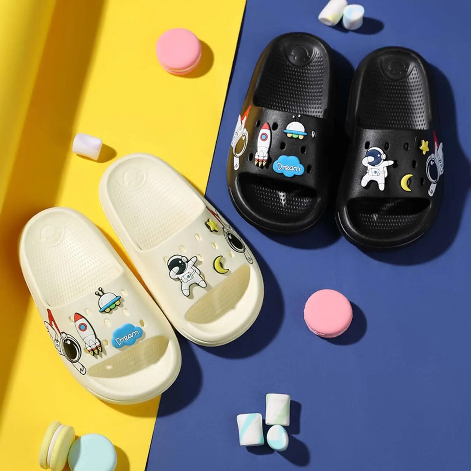Eliogn Slide Sandals for Boys and Girls Anti-Slip Pillow Slippers Ultra Light Home Slippers Shower Summer Sandals Water Shoes (Little Kid/Big Kid)