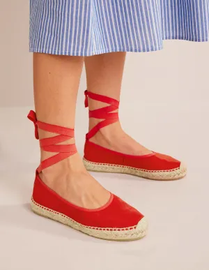 Espadrilles mit Knöchelriemchen-Zinnober