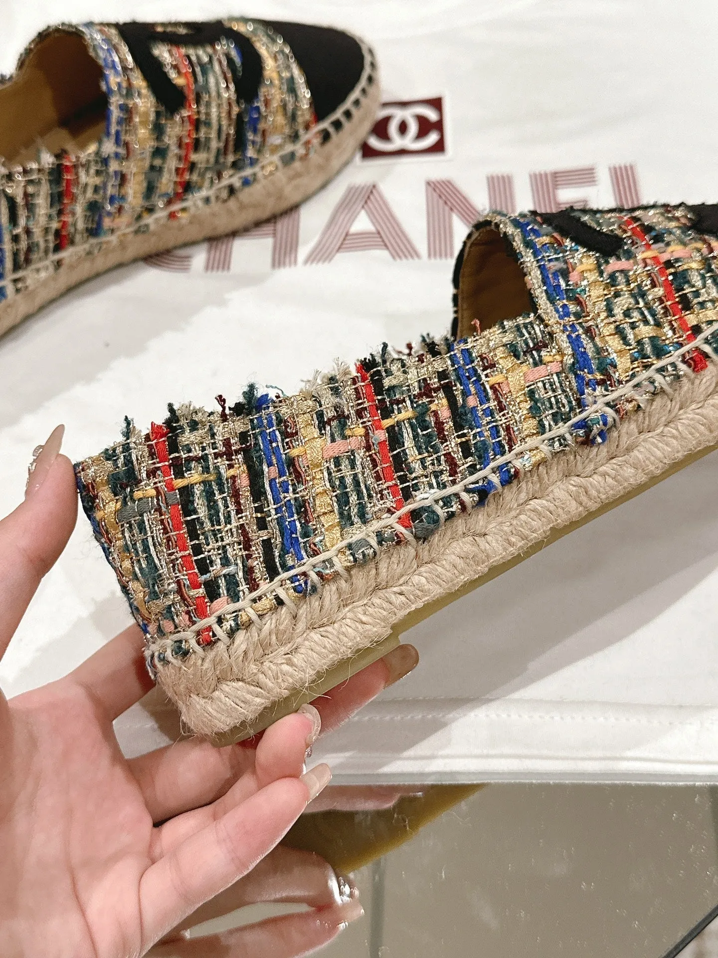 espadrilles multicolor tweed black canvas