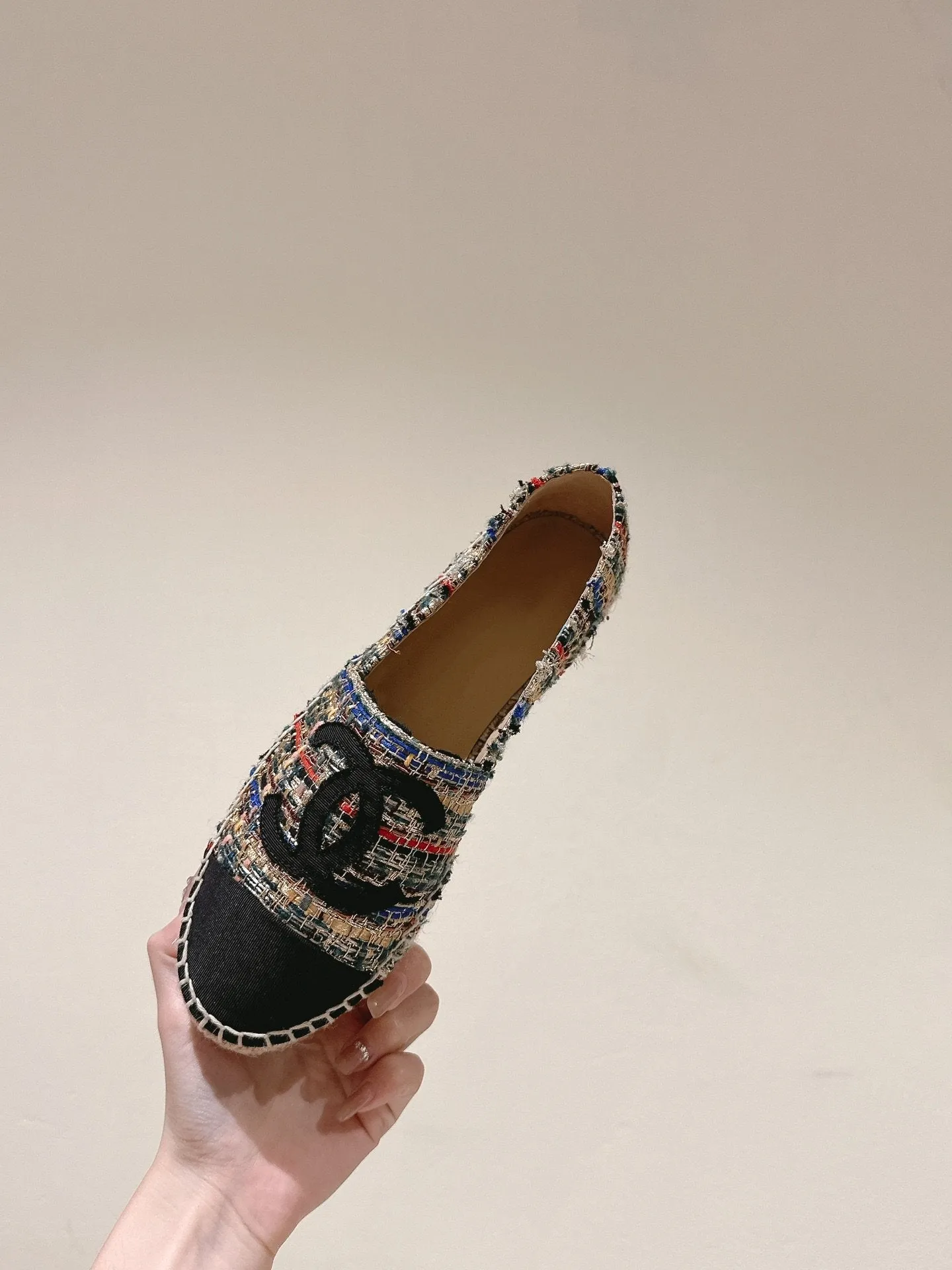 espadrilles multicolor tweed black canvas
