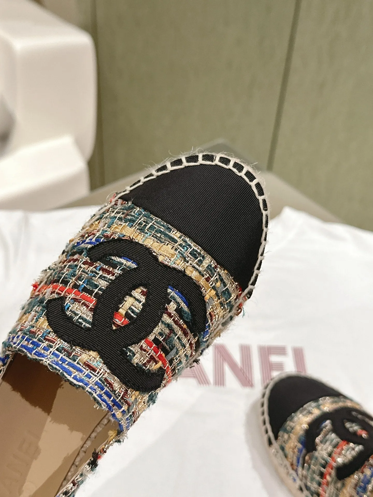 espadrilles multicolor tweed black canvas