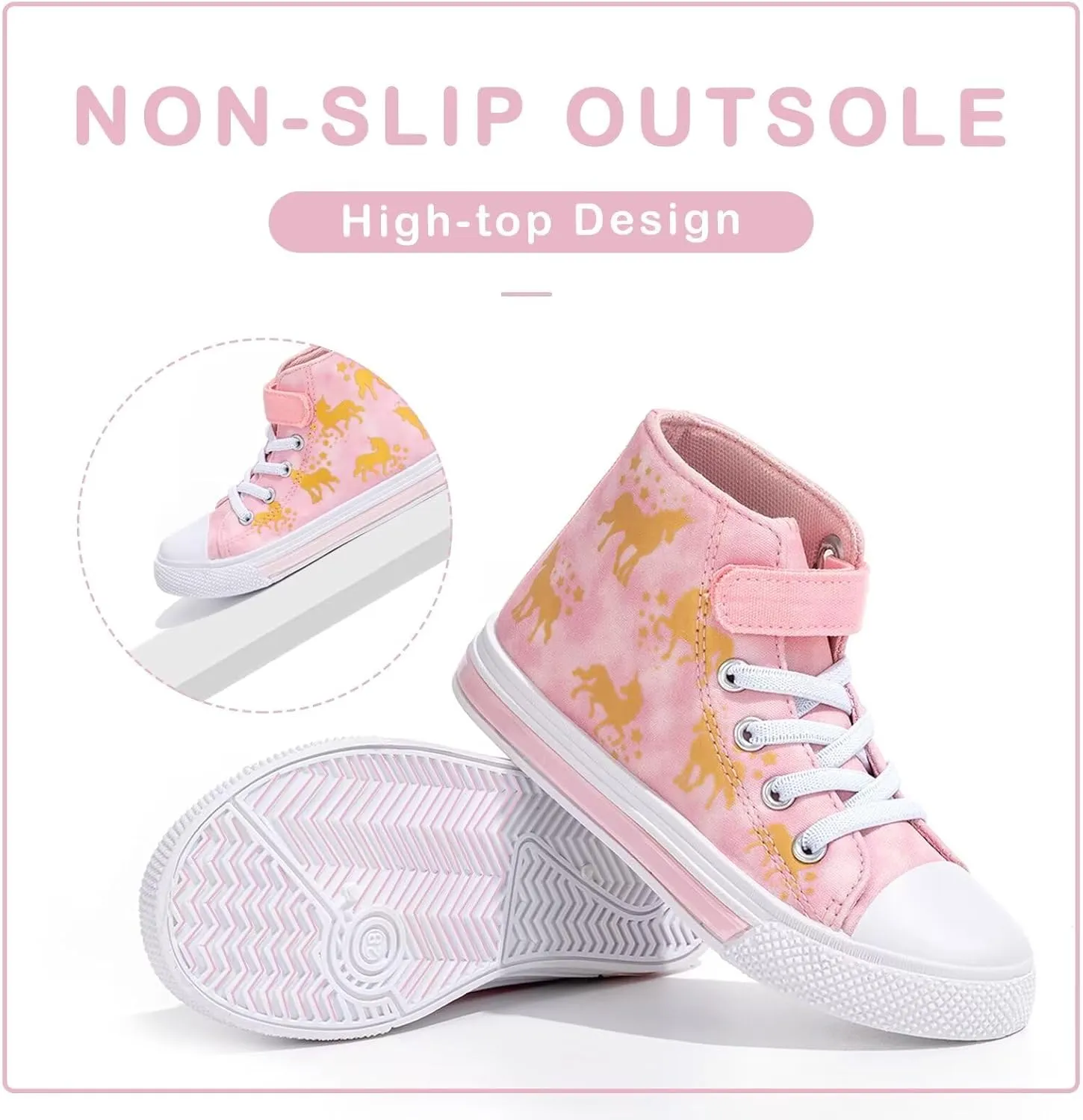 EUXTERPA Kids Toddler Sneakers Light Up Flashing Shoes Girls Boys Easy Fasten High Top Walking Canvas Sneaker