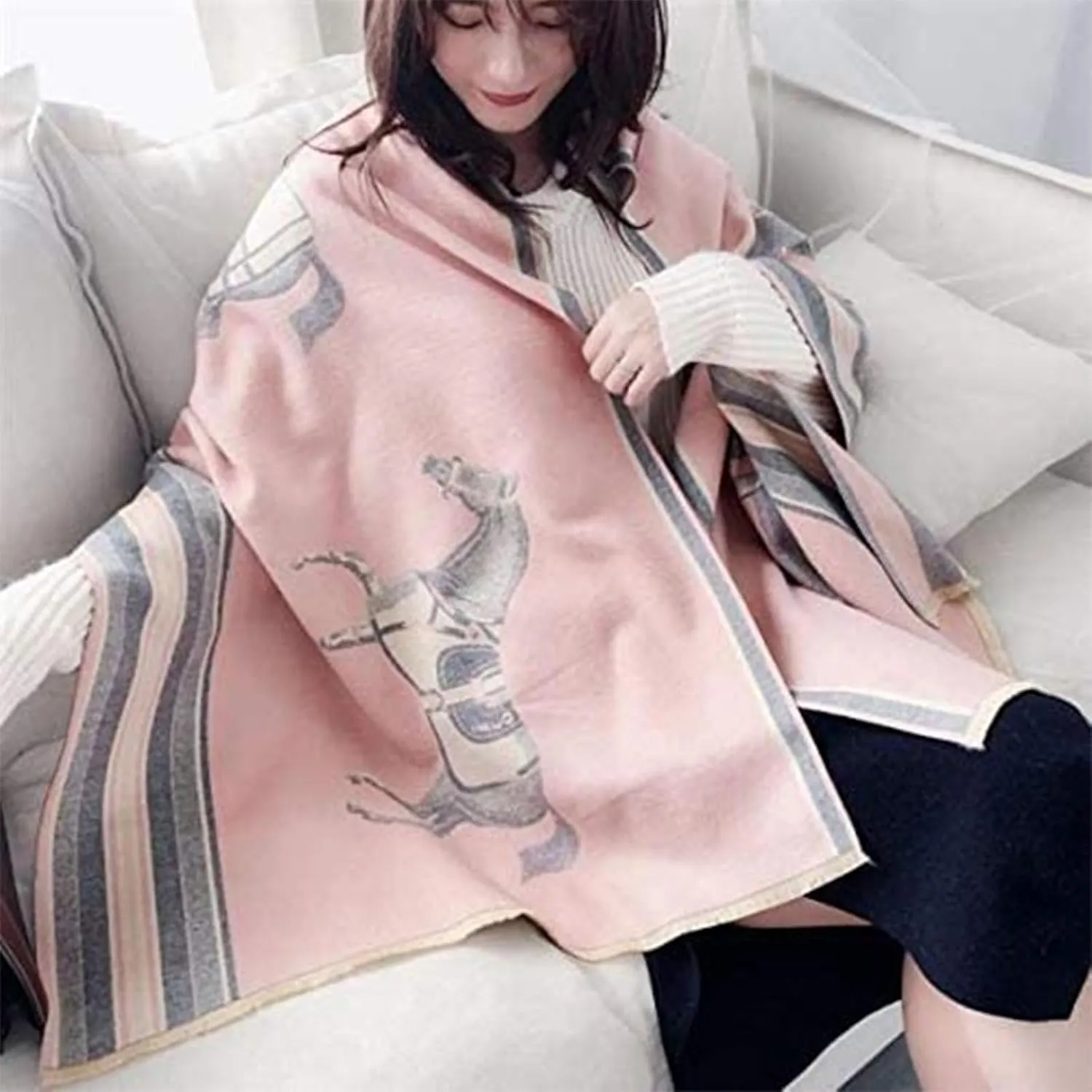 EXTREE Scarfs for Women Pashmina Silky Shawl Wrap for Evening Dressing Blanket Open Front Poncho Cape