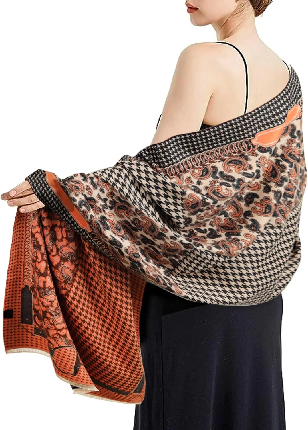 EXTREE Scarfs for Women Pashmina Silky Shawl Wrap for Evening Dressing Blanket Open Front Poncho Cape