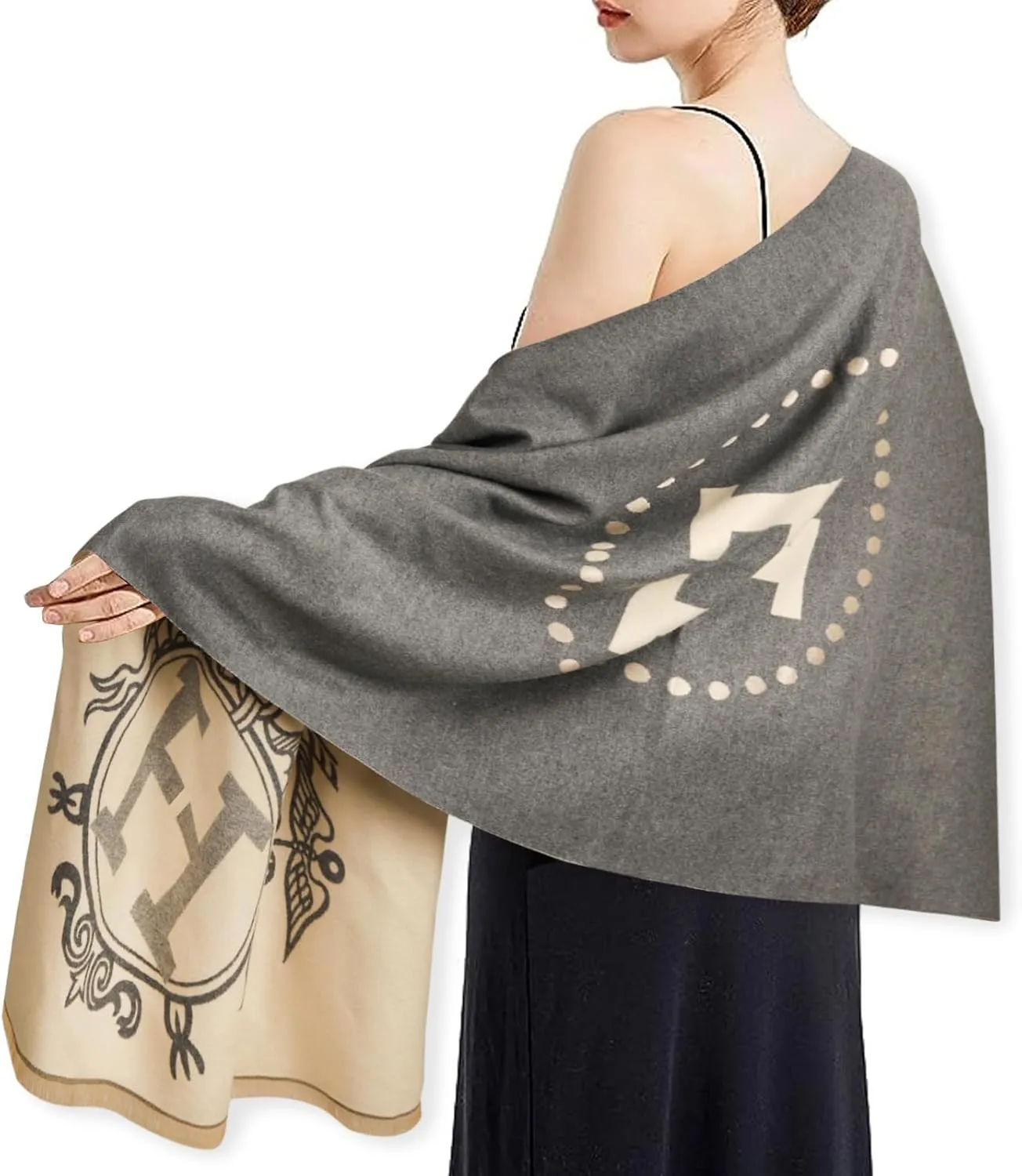 EXTREE Scarfs for Women Pashmina Silky Shawl Wrap for Evening Dressing Blanket Open Front Poncho Cape
