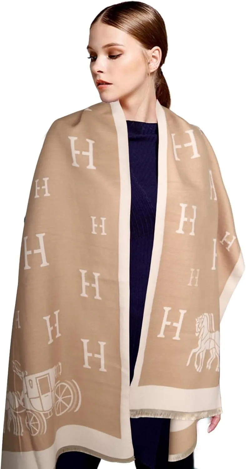 EXTREE Scarfs for Women Pashmina Silky Shawl Wrap for Evening Dressing Blanket Open Front Poncho Cape