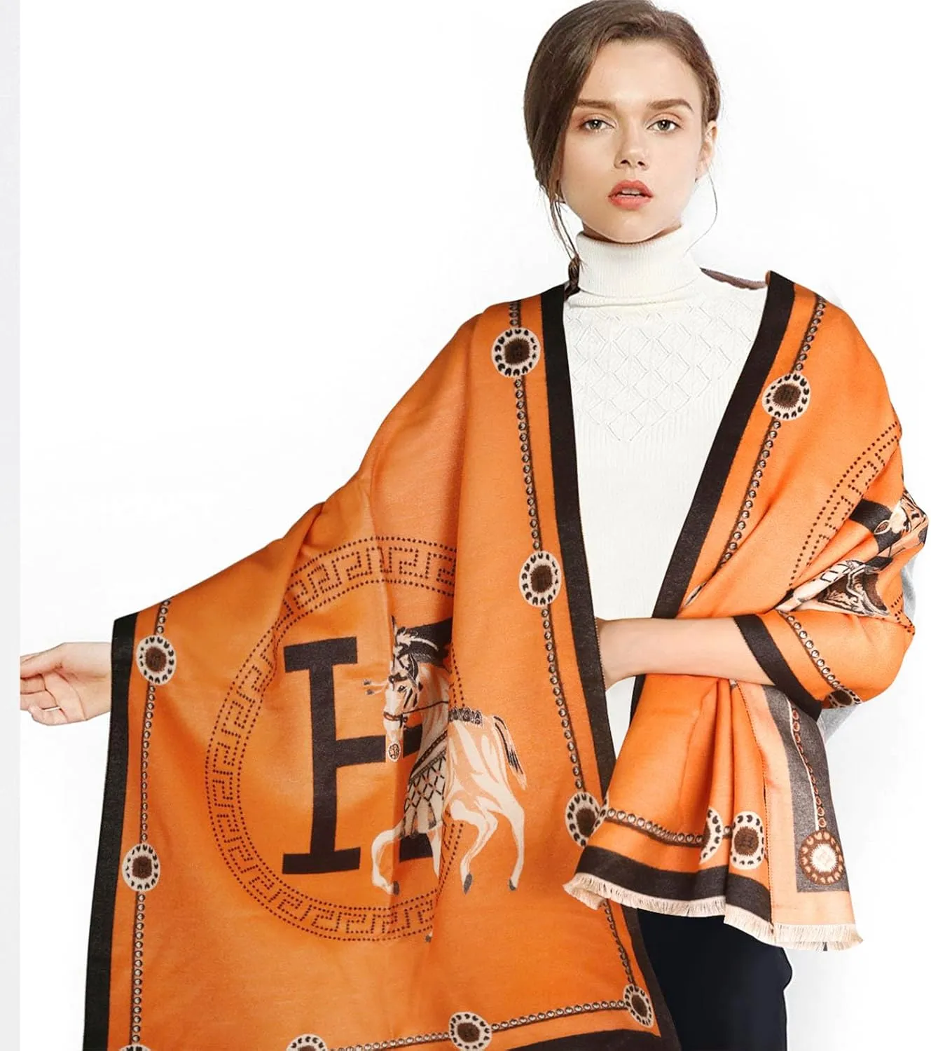 EXTREE Scarfs for Women Pashmina Silky Shawl Wrap for Evening Dressing Blanket Open Front Poncho Cape