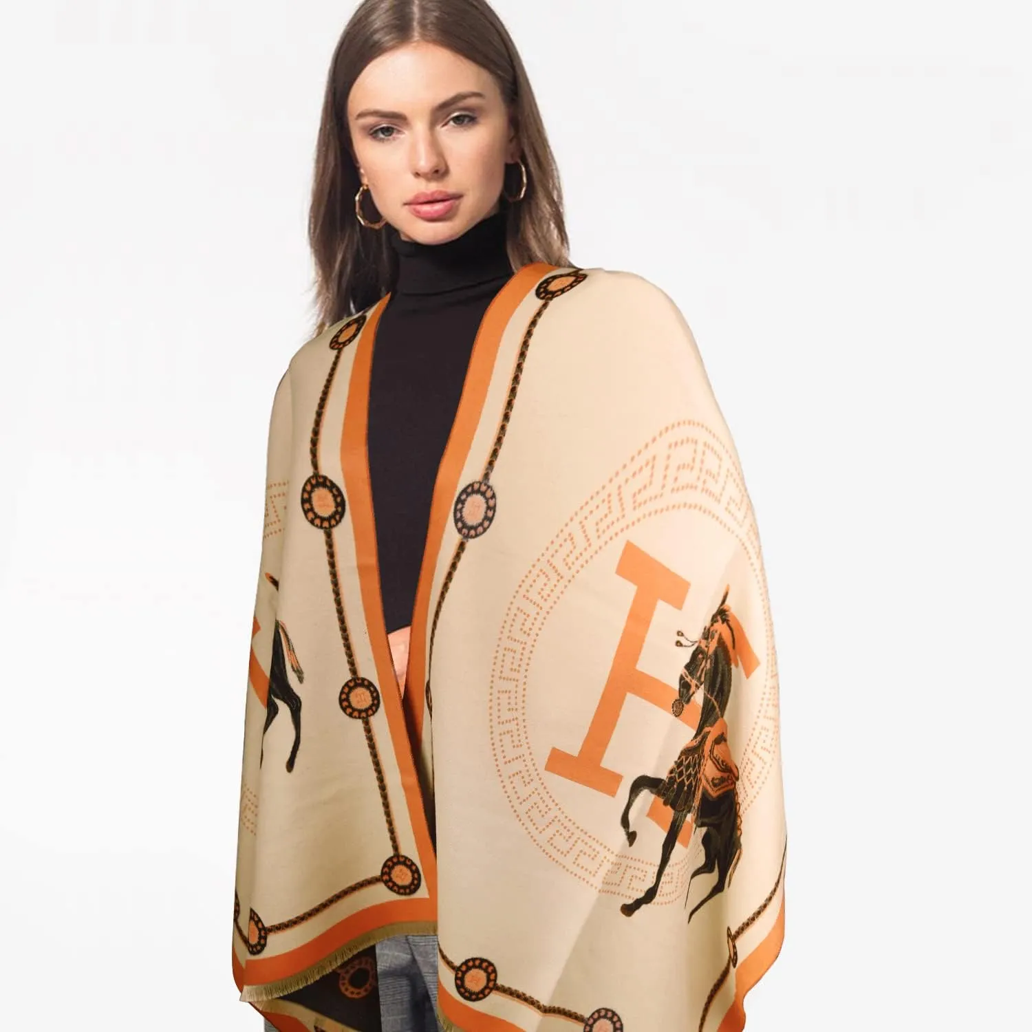 EXTREE Scarfs for Women Pashmina Silky Shawl Wrap for Evening Dressing Blanket Open Front Poncho Cape