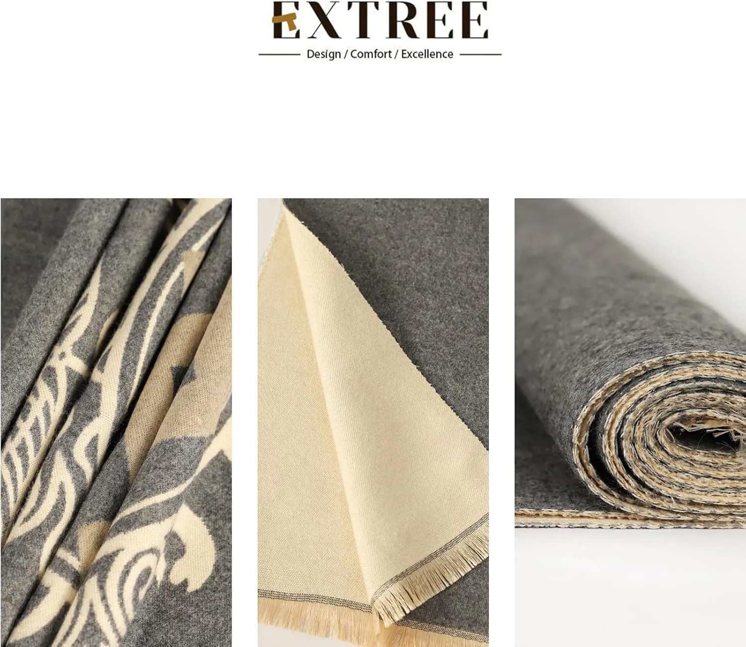 EXTREE Scarfs for Women Pashmina Silky Shawl Wrap for Evening Dressing Blanket Open Front Poncho Cape