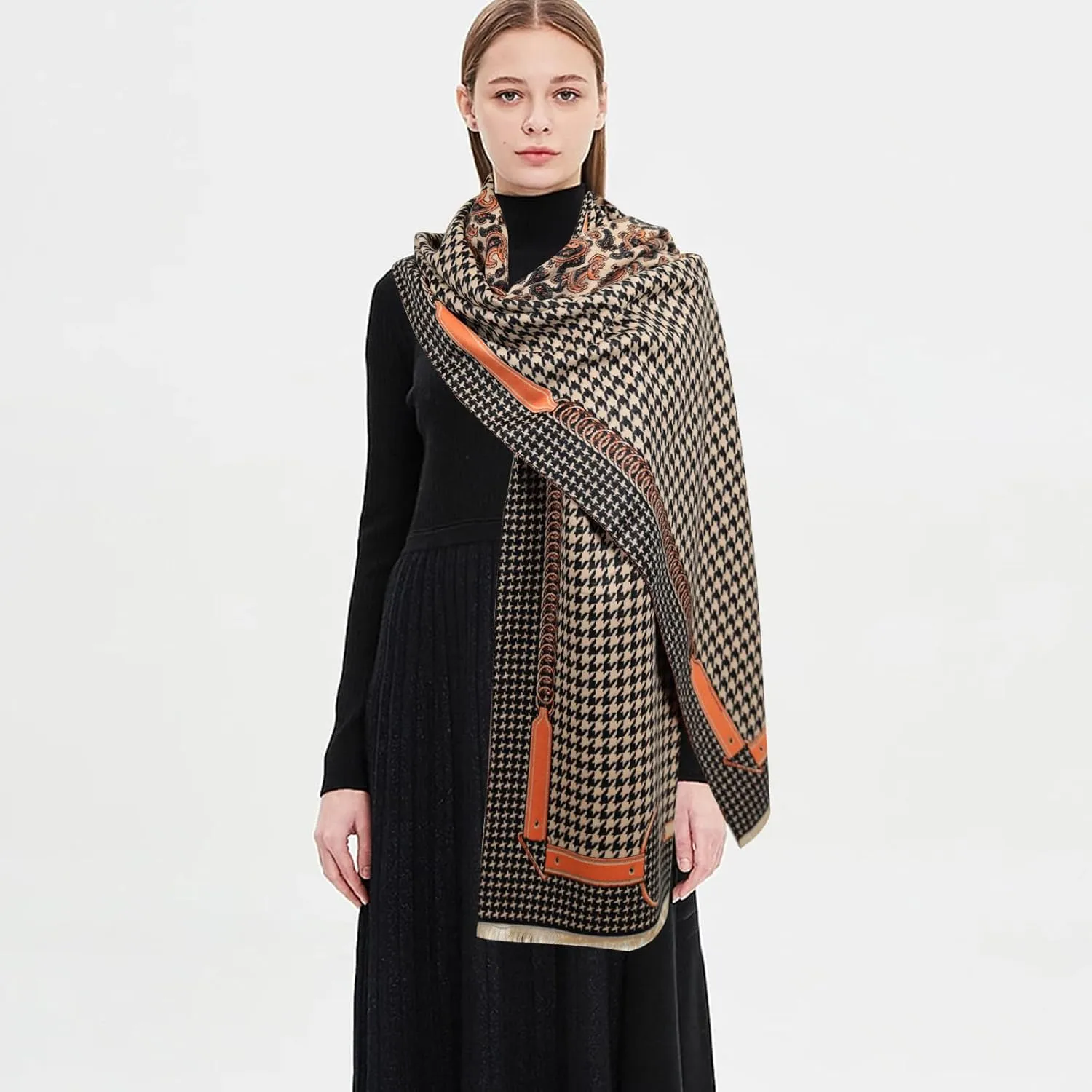 EXTREE Scarfs for Women Pashmina Silky Shawl Wrap for Evening Dressing Blanket Open Front Poncho Cape