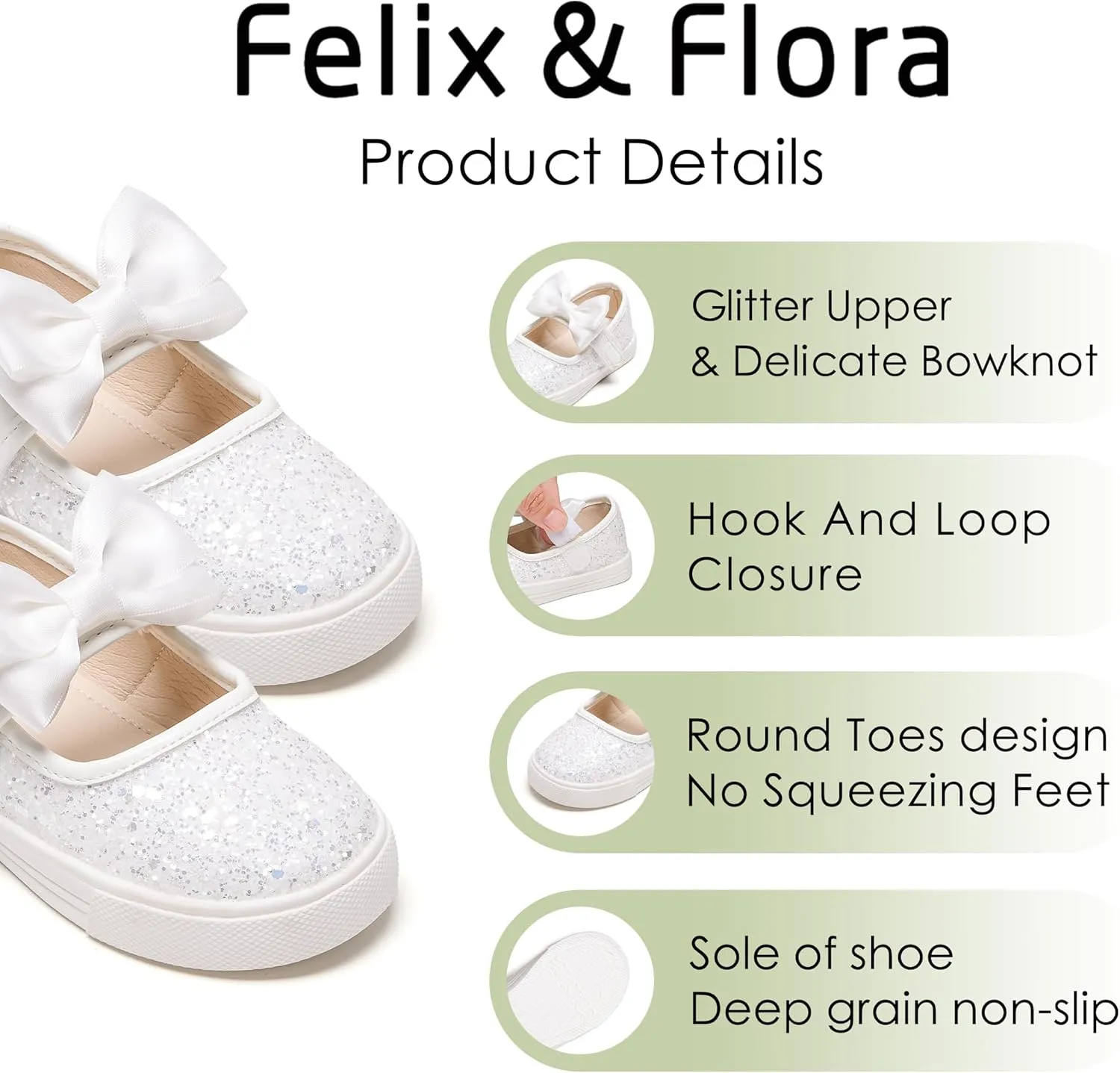 Felix & Flora Toddler/Little Kid Girls Running Shoes Glitter Sneakers Princess Fashion Casual Sports Shoes
