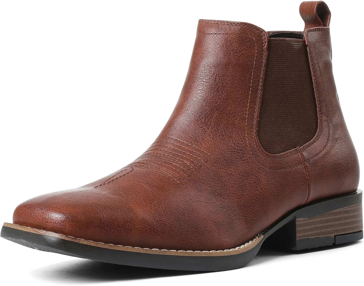 femflame Cowboy Boots for Men Square Toe Chelsea Boots Waterproof Classic Elastic Slip on Chukka Ankle Boots Casual…