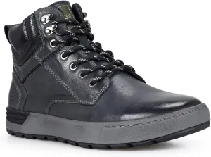 FIEEIF Mens Genuine Leather Ankle Boots Lace-Up Comfortable Sports Mid-Top Casual Sneakers Chukka Boot for Men Non Slip Outdoor Shoes